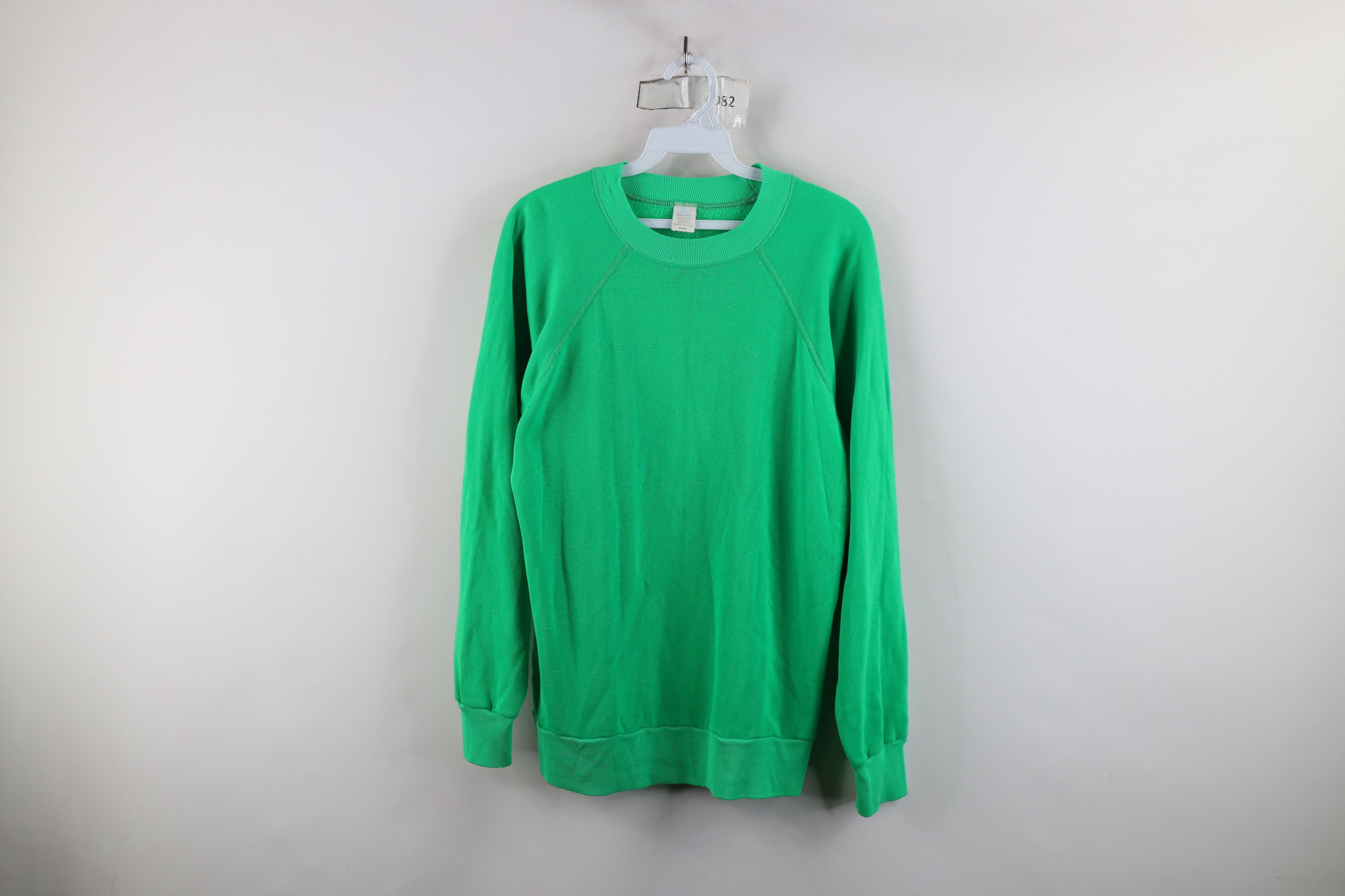 Vintage Vintage 70s Streetwear Thin Crewneck Sweatshirt Green USA Size L / US 10 / IT 46 - 1 Thumbnail