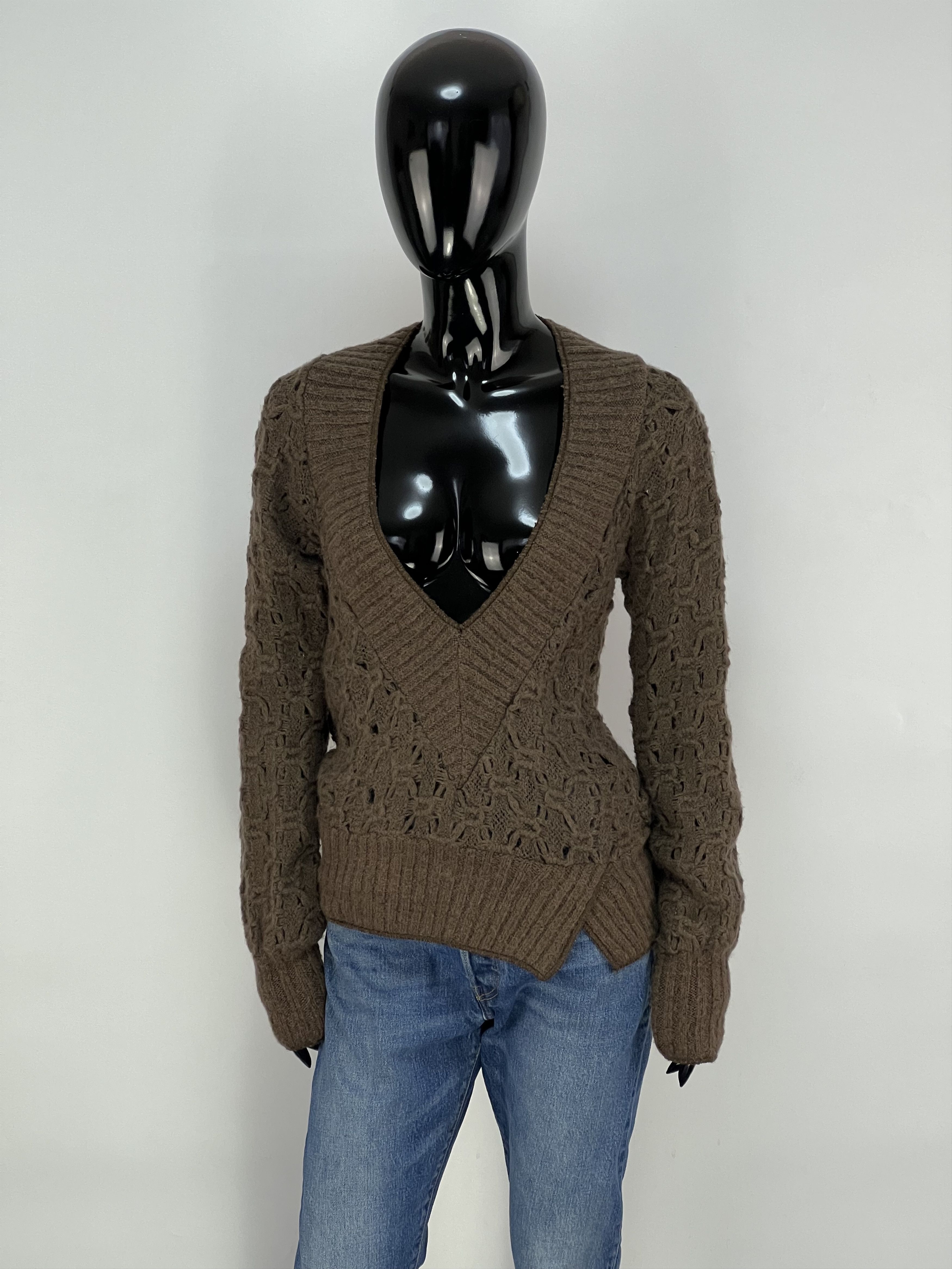Miss Sixty Miss Sixty Vintage Womens Brown Knitted V-Neck Wool Sweater Size XS / US 0-2 / IT 36-38 - 2 Thumbnail