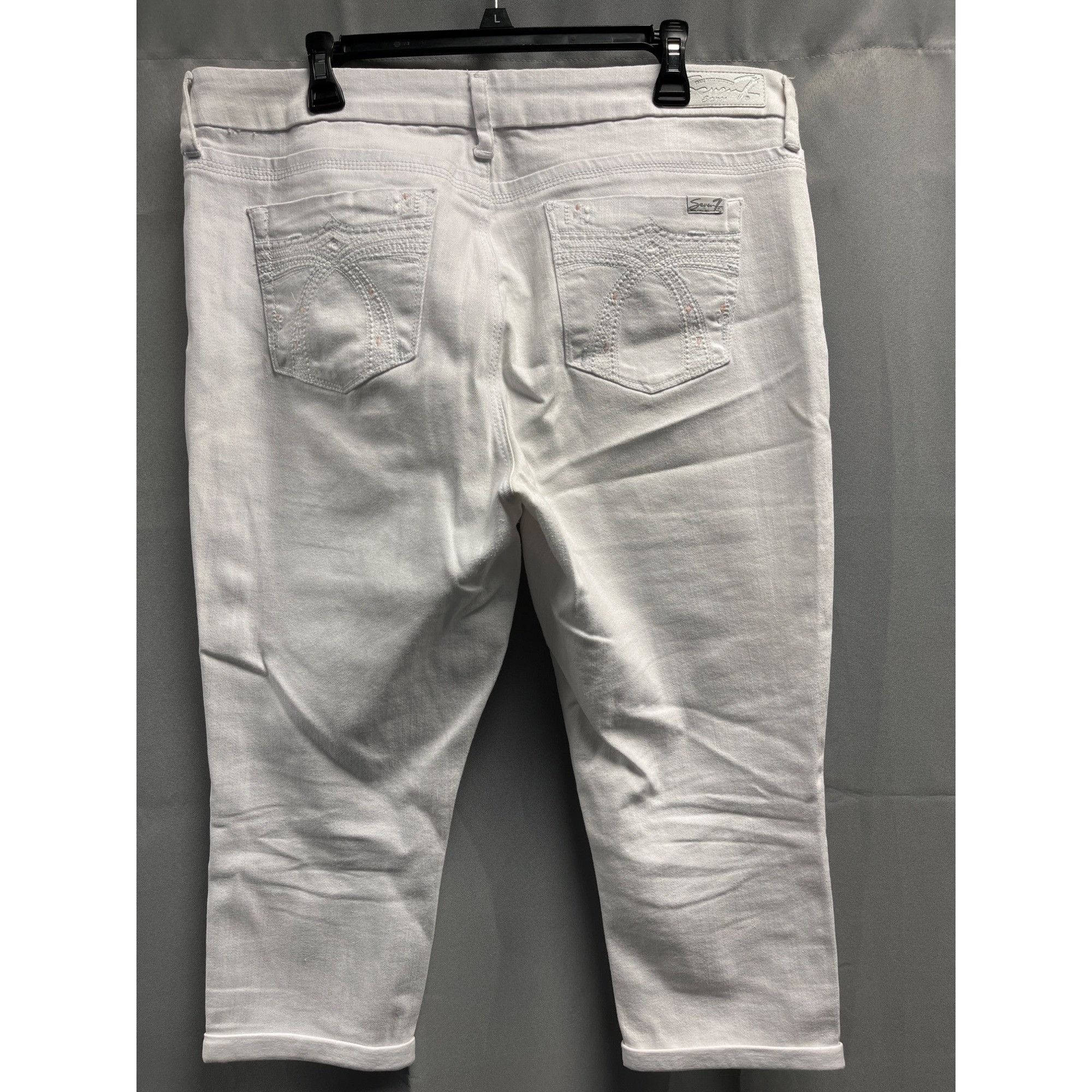 Other Seven7 Women's White Cropped Jeans Easy Fit Size 16 SKU 5175 Size 38" / US 16 / IT 52 - 2 Thumbnail