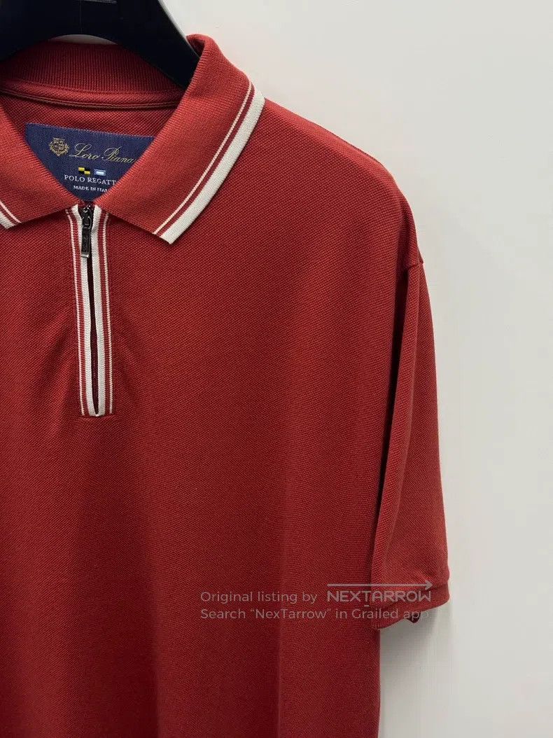 Loro Piana Loro Piana Men's Red Striped Short Sleeve Polo Shirt Size US XL / EU 56 / 4 - 9 Thumbnail