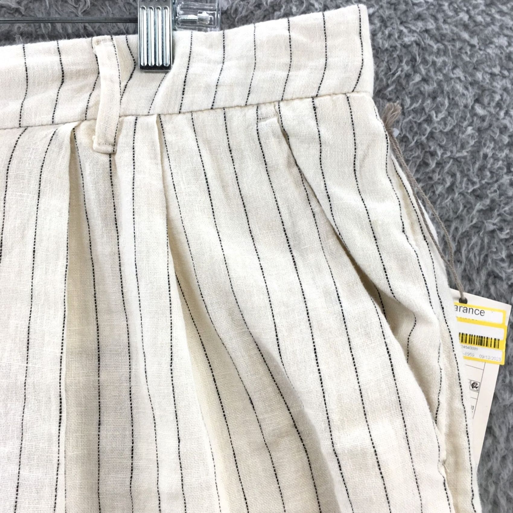 Vintage A New Day Pants Womens 17 Beige Casual Striped Linen Bleend Mid Rise Zip Size 38" / US 16 / IT 52 - 5 Thumbnail