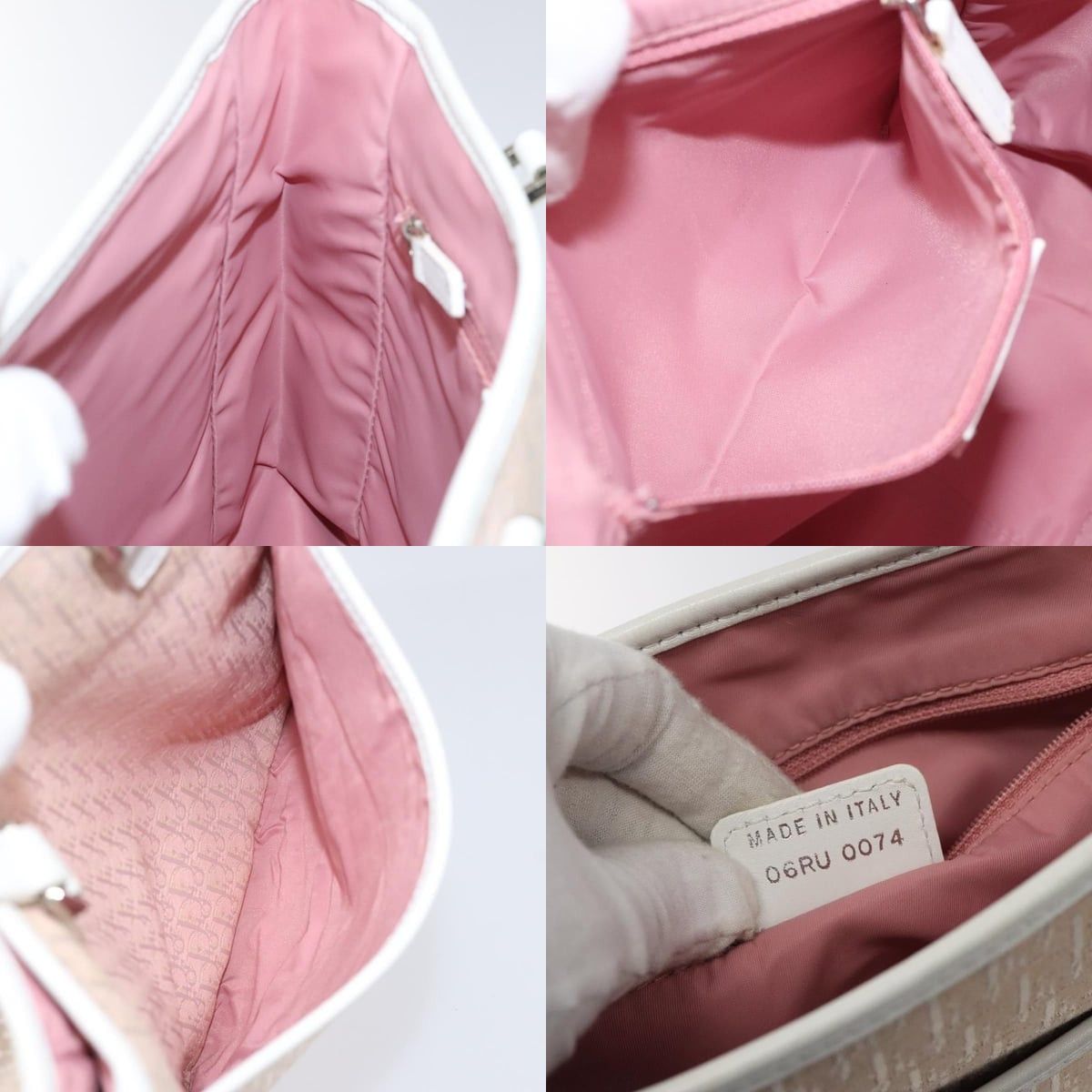 Dior DIOR Trotter Canvas Tote Bag Pink White Silver Size ONE SIZE - 12 Thumbnail