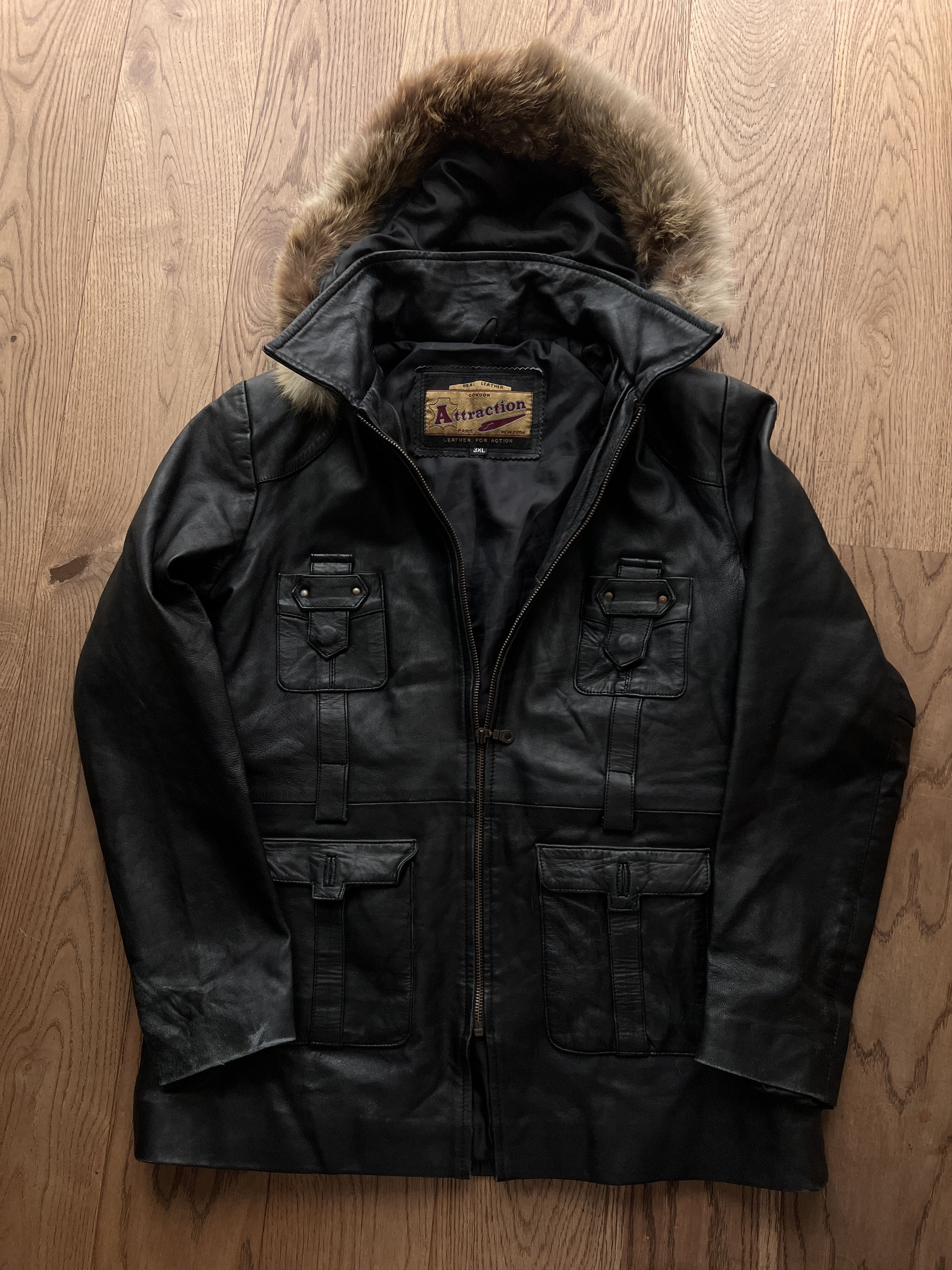 If Six Was Nine Avant garde VTG 00s real leather fur hood jacket y2k hype Size M / US 6-8 / IT 42-44 - 8 Thumbnail