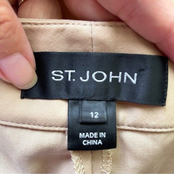 St. John St John Beige Light Wool Straight Wide Trouser Pants - 12 Size 34" / US 12 / IT 48 - 6 Thumbnail