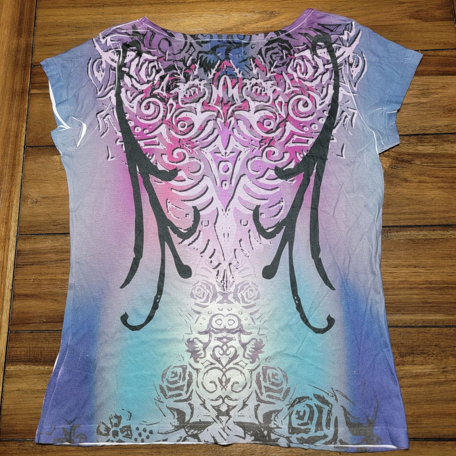 Harley Davidson Harley-Davidson Purple & Blue Design Blouse - Size Medium Size M / US 6-8 / IT 42-44 - 3 Thumbnail