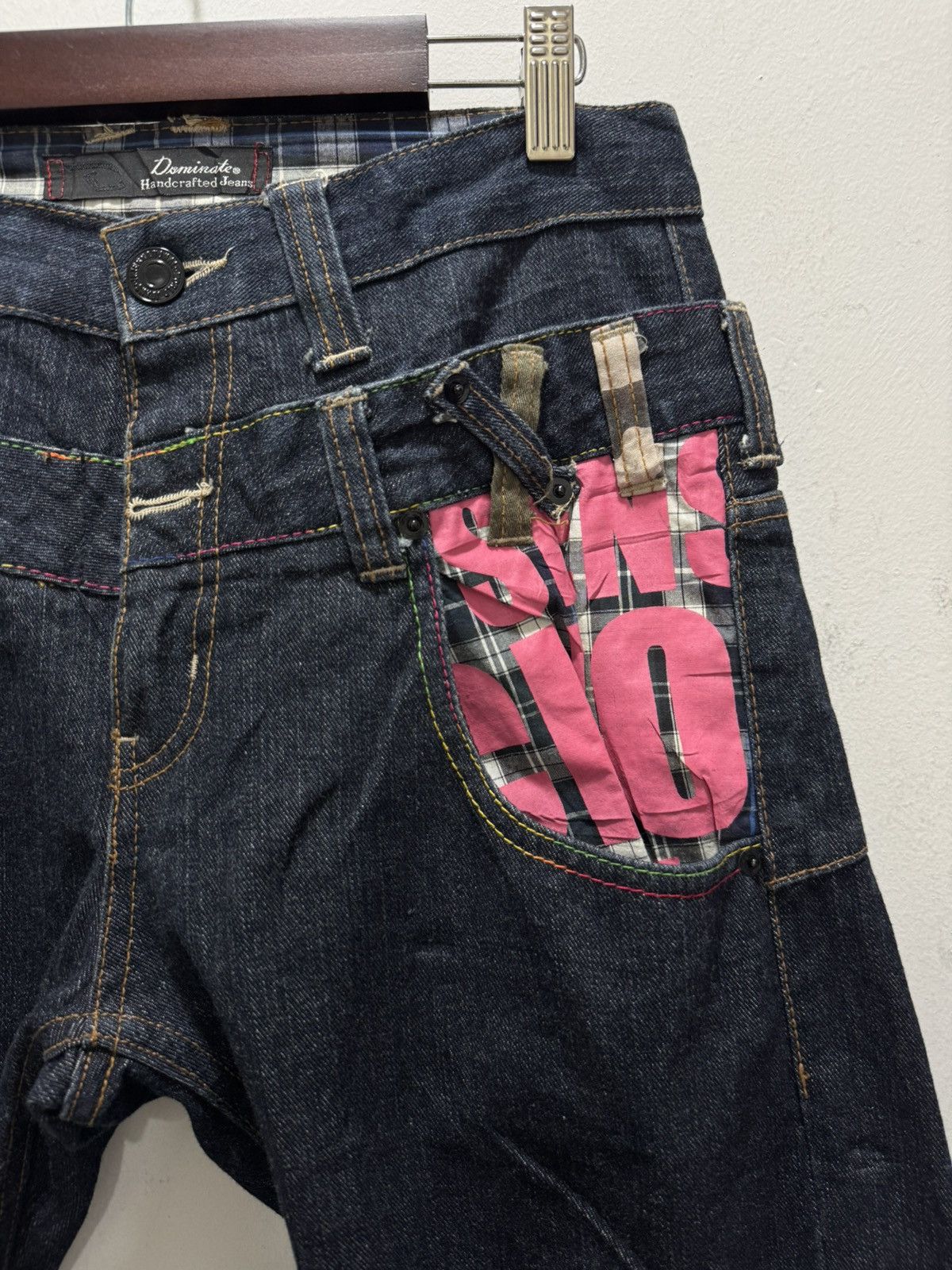 Japanese Brand VINTAGE DOMINATE DOUBLE WAIST CURVED PUNK STYLE DENIM Size US 30 / EU 46 - 4 Thumbnail