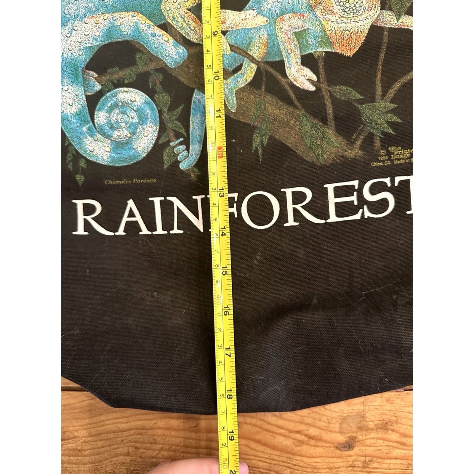 Vintage VINTAGE 1994 Rainforest Chameleo Pardatis Canvas ToteBag Black 18”x18” Tote Womens Canvas Bag Size ONE SIZE - 5 Thumbnail