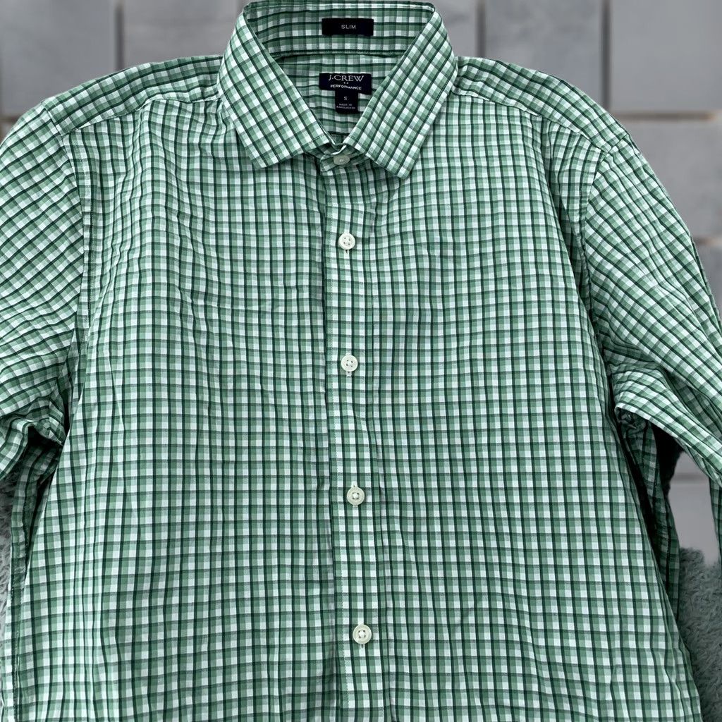 J.Crew J.Crew Shirt Mens Small Green Gingham Slim Fit Collared Button Up Size US S / EU 44-46 / 1 - 1 Thumbnail