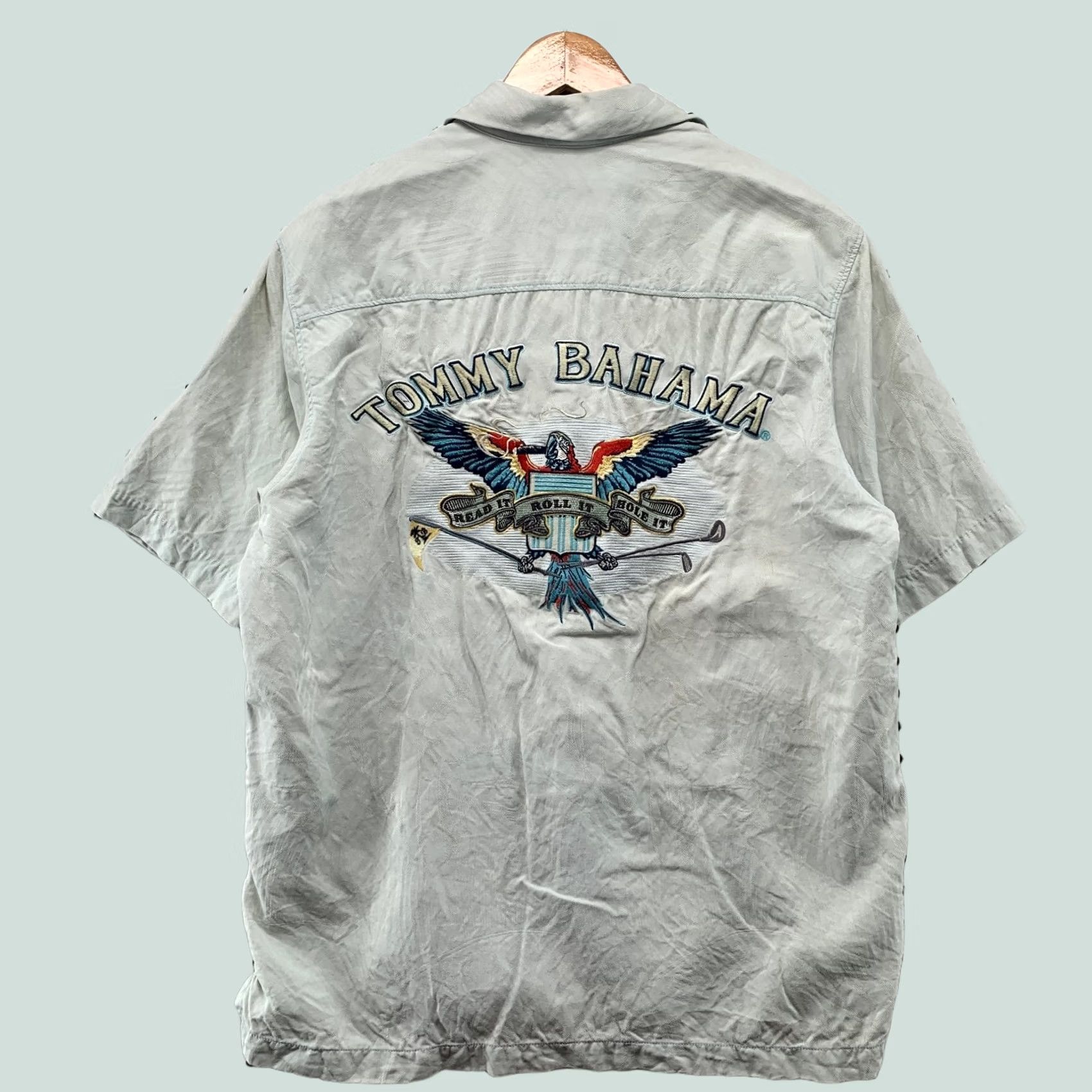 Tommy Bahama Tommy Bahama Shirt Mens Medium Light Blue Embroidered Eagle 100% Silk Button Size US M / EU 48-50 / 2 - 1 Thumbnail