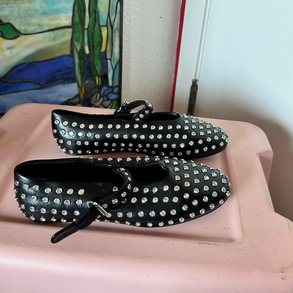 Other no brand rhinestone black mary jane ballet flat shoes Size US 8 / IT 38 - 3 Thumbnail