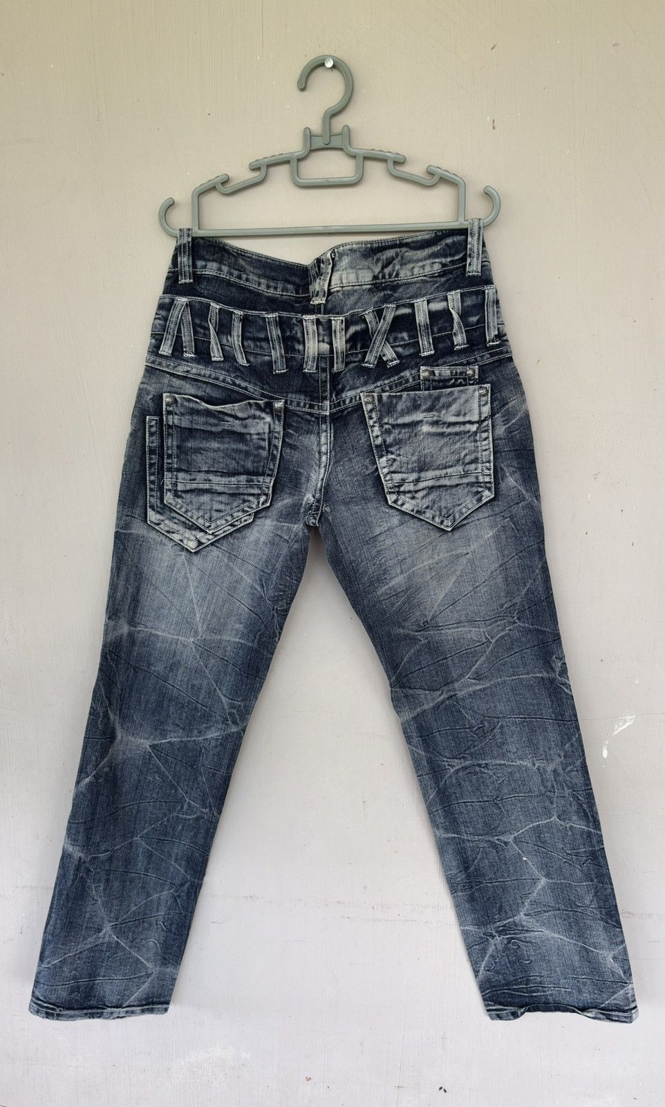 Japanese Brand Floral Cross Streetwear Double Waist Distressed Denim Size US 34 / EU 50 - 8 Thumbnail