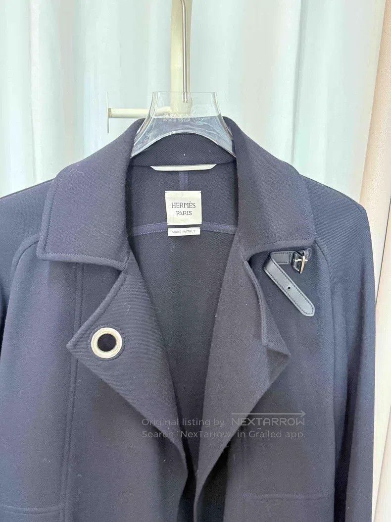 Hermes Hermes Dark Blue Wool Coat Size XXS / US 00 / IT 34 - 3 Thumbnail