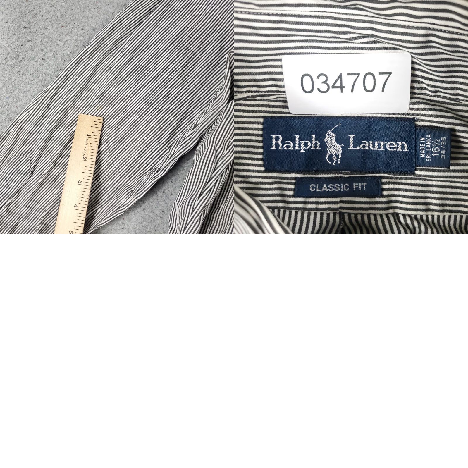 Ralph Lauren Ralph Lauren Shirt Mens 16.5 Gray Striped Dress Button Up Long Sleeve Size 42R - 8 Thumbnail