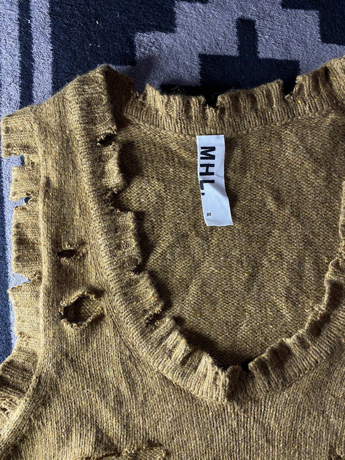 Hysteric Glamour × Margaret Howell × Vintage Crazy MHL distressed cut out vest knit raf simons style Size US M / EU 48-50 / 2 - 4 Thumbnail