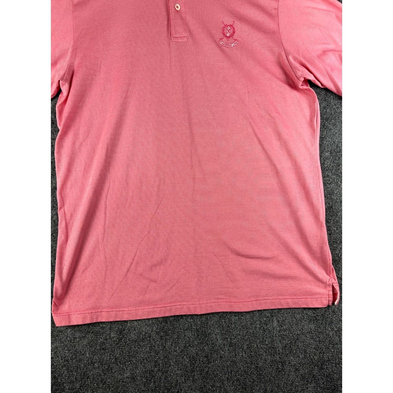 Vintage St Andrews Links Polo Shirt Mens L Pink Stripe Logo Short Sleeve Golf Shirt Size US L / EU 52-54 / 3 - 2 Thumbnail