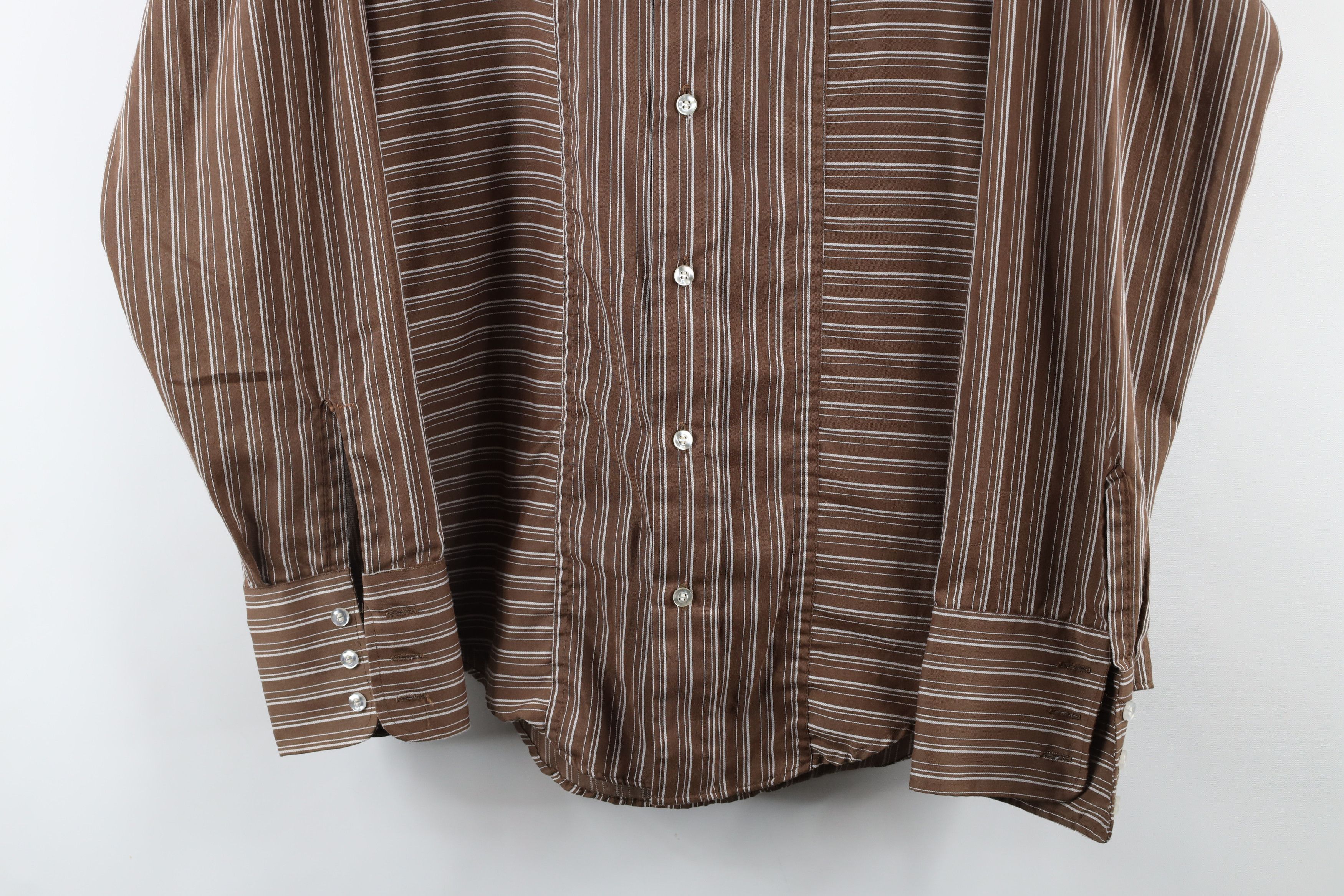 Vintage Vintage 60s 70s Streetwear Collared Button Shirt Brown Size US M / EU 48-50 / 2 - 3 Thumbnail