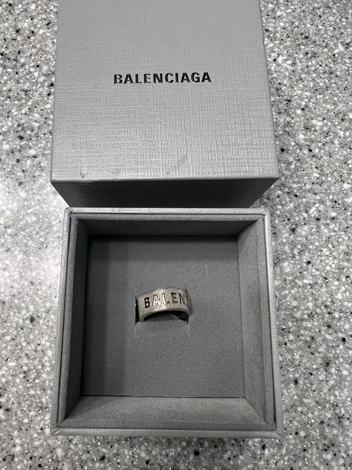 Balenciaga Balenciaga logo force ring silver Grailed