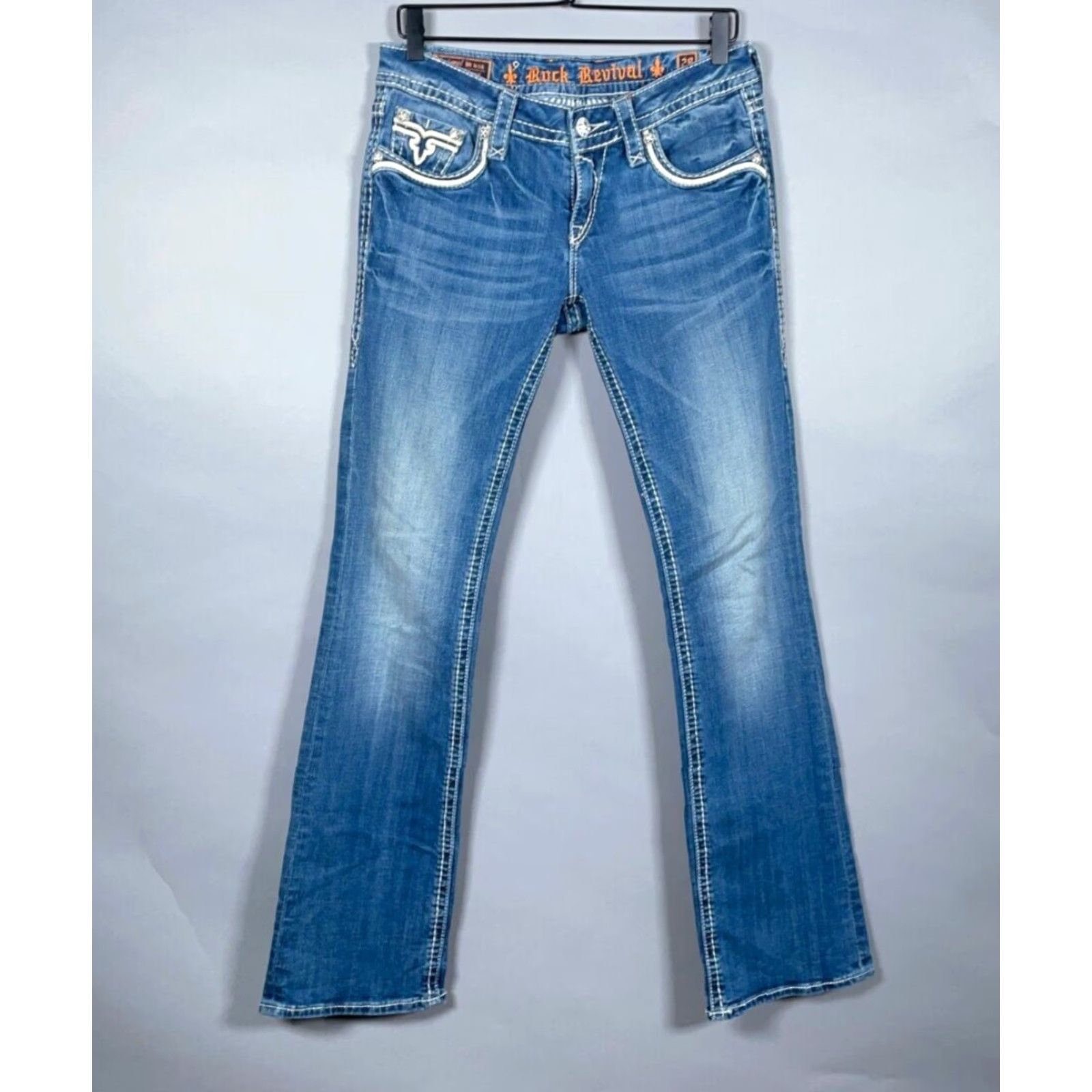 Vintage VINTAGE Rock Revival Women's Bootcut Jeans 28 Regular Size Blue Denim Hipster Style Stretch Size 28" / US 6 / IT 42 - 2 Thumbnail