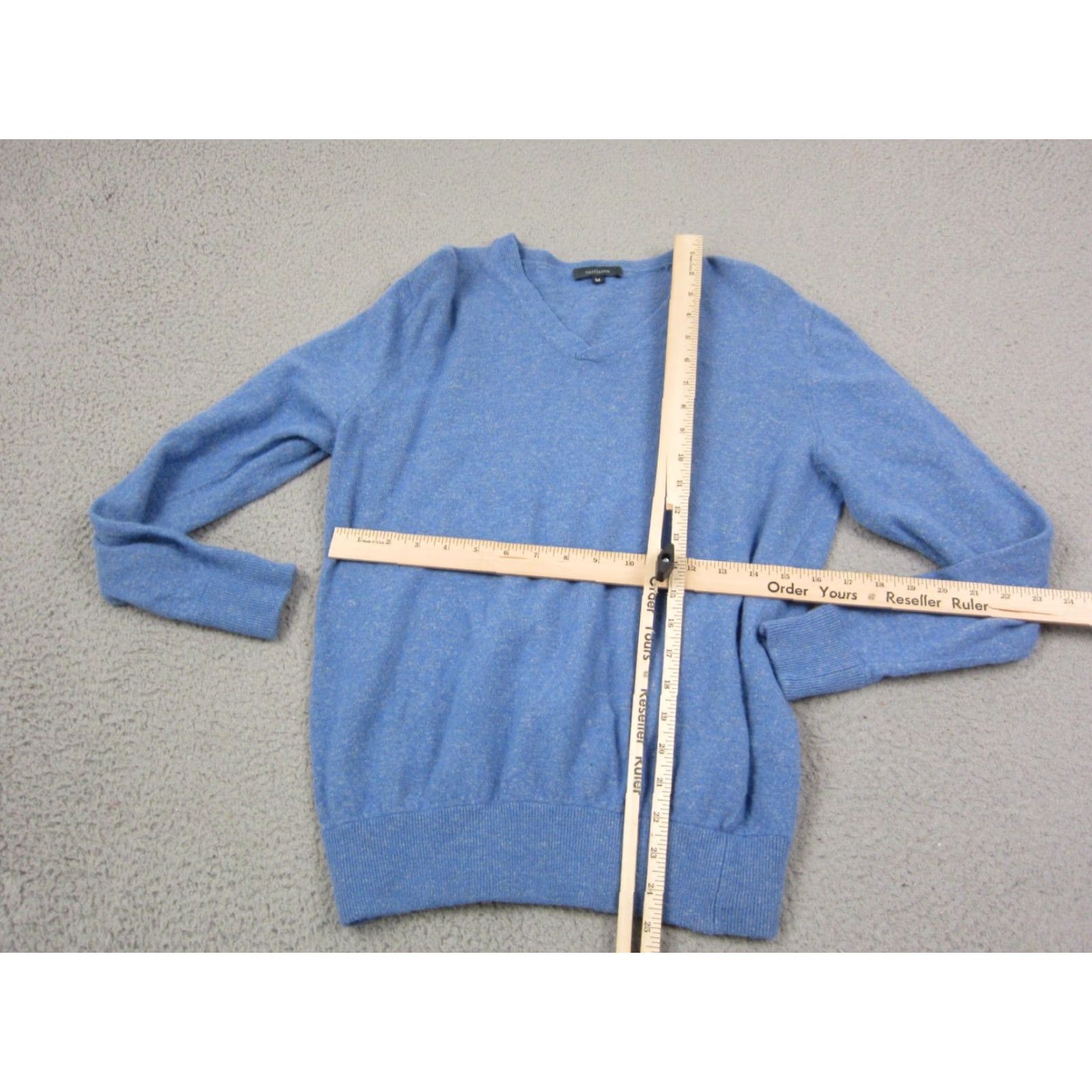 Vintage VINTAGE Turtleson Sweater Shirt Womens M Blue Merino Wool Linen V-Neck Ladies Pullover Size M / US 6-8 / IT 42-44 - 6 Thumbnail