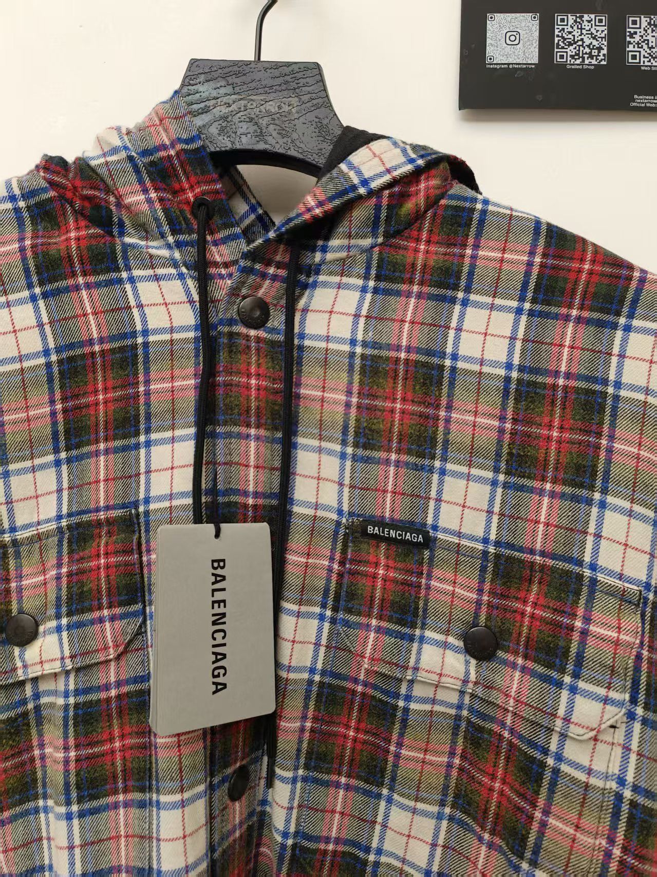 Balenciaga 22ss flannel plaid gradient hooded jacket