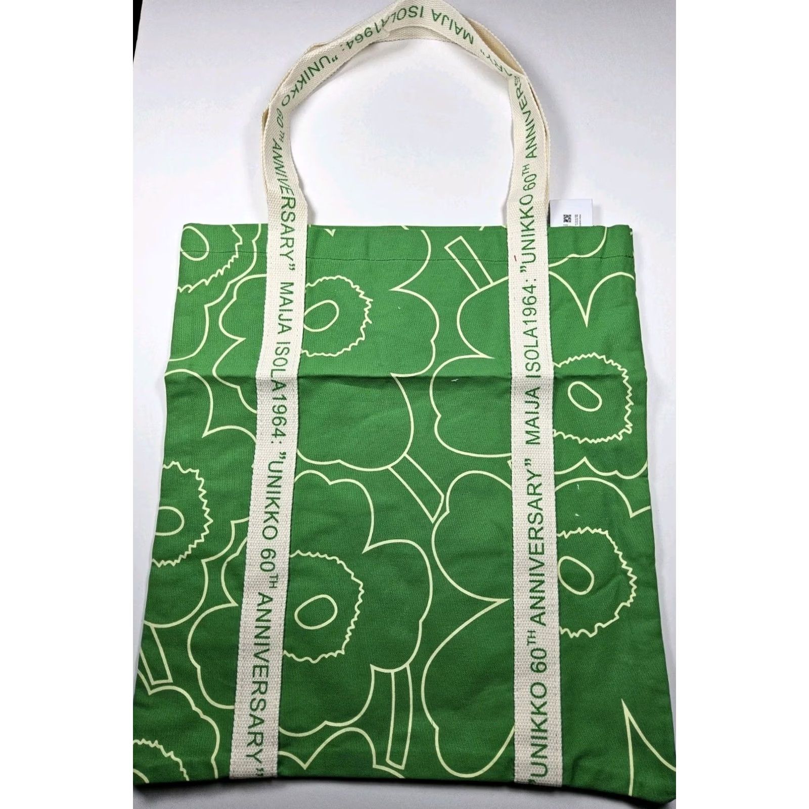 Marimekko Marimekko Pieni Unikko Kassi 60th Anniversary Limited Tote Bag Canvas Green Tote Unisex Adults 16in x 16in - Pattern Varies Size ONE SIZE - 4 Thumbnail