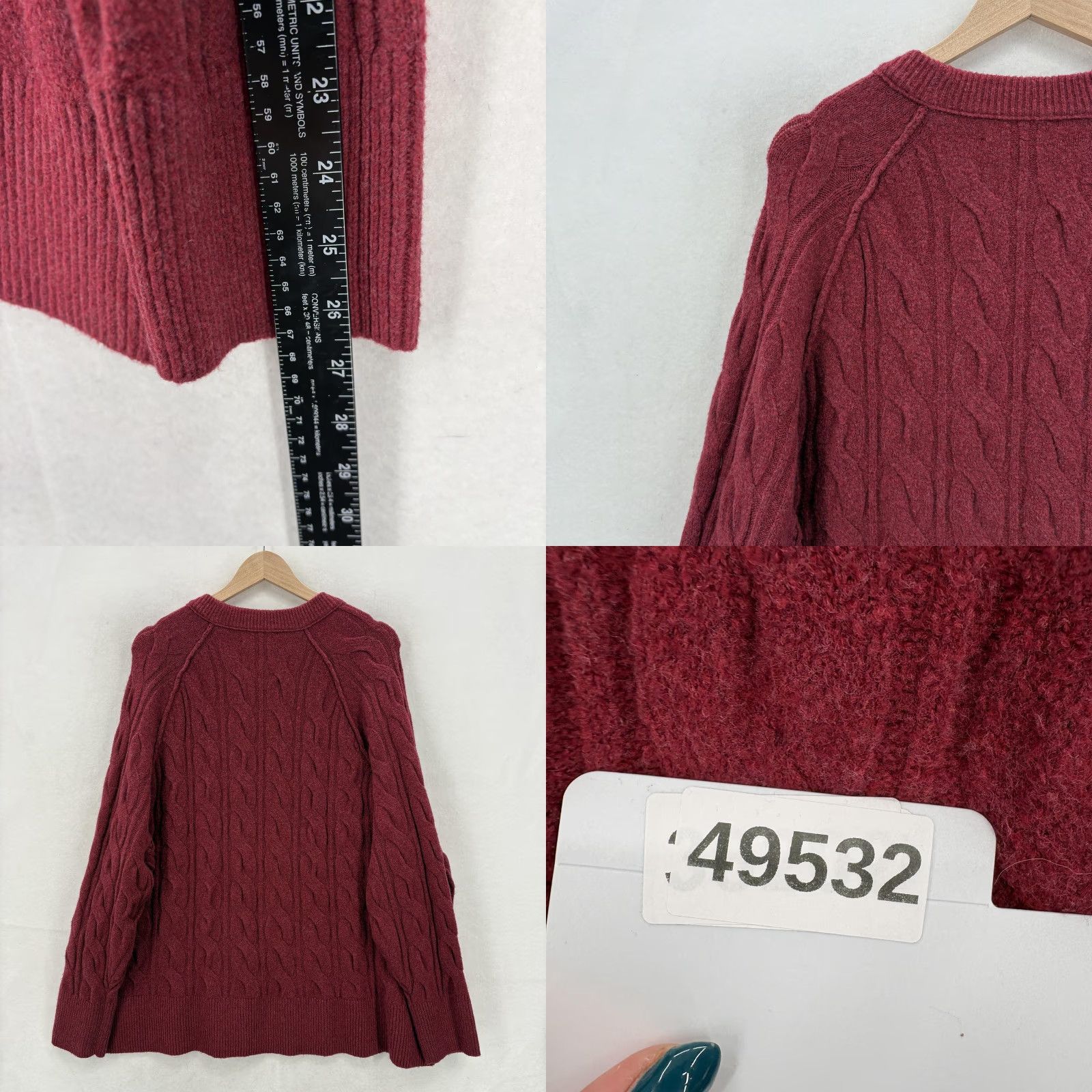 Vintage Aerie unREAL Women’s XXL Cable Knit Crewneck Pullover Sweater Red NWT Cozy Knit Shirt/Sweater Casual Womens Size XXL / US 16-18 / IT 52-54 - 9 Thumbnail