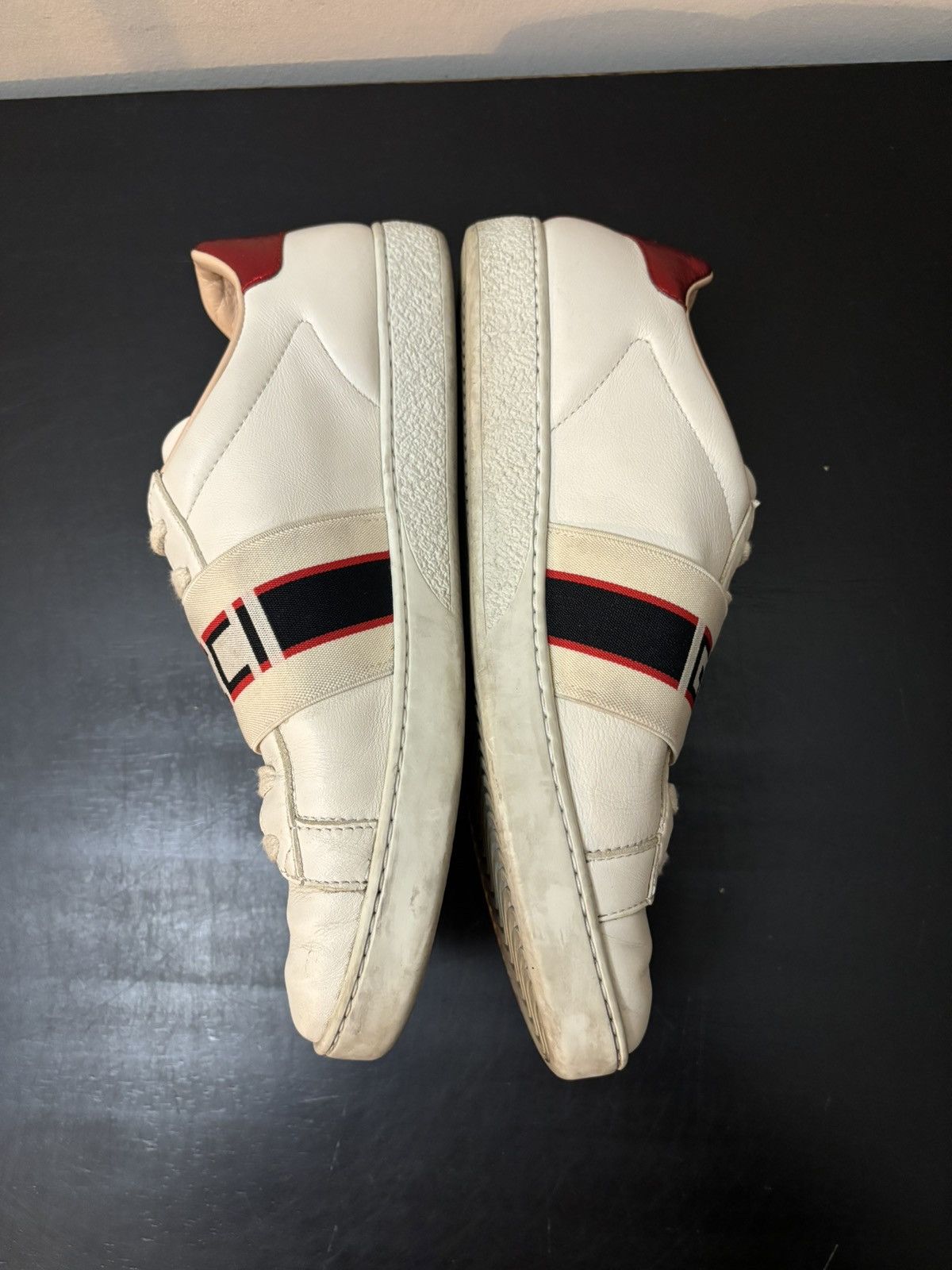 Gucci Gucci Ace Band Stripe Leather Sneakers White Red Size US 8 / IT 38 - 3 Thumbnail