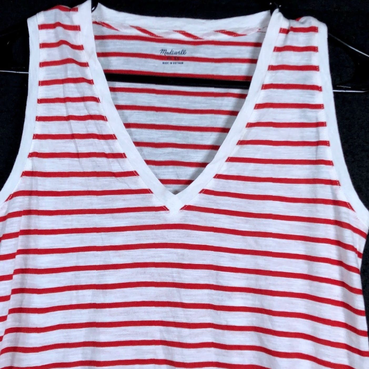 Madewell VINTAGE Madewell Womens Shirt White Red Stripe V Neck Tank Lightweight Casual XS Size XS / US 0-2 / IT 36-38 - 2 Thumbnail
