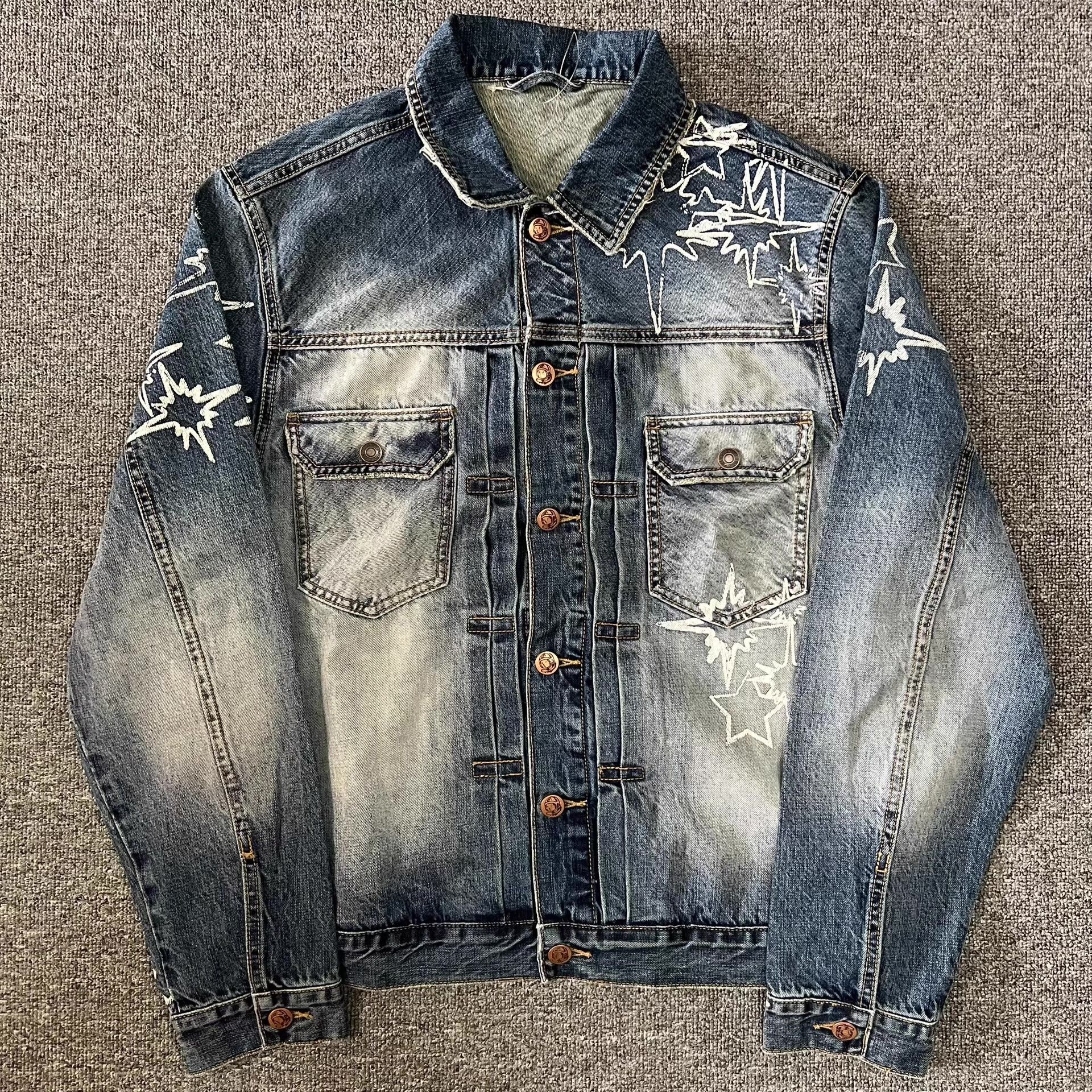 Billionaire Boys Club b BBC Paint-Splatter Distressed Explosion Denim Jacket。 Q7 Size US L / EU 52-54 / 3 - 1 Thumbnail