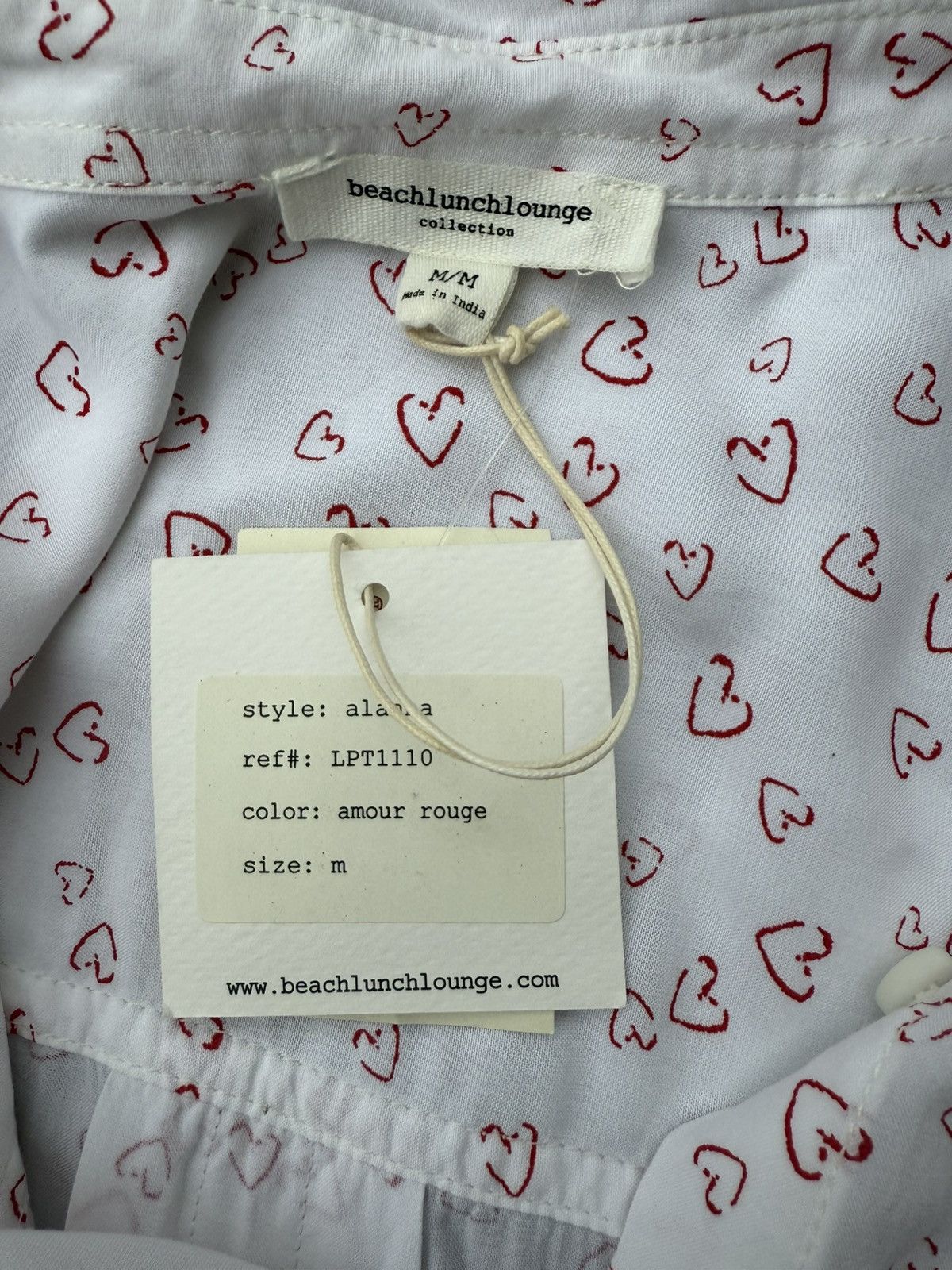 Other Beach Lunch Lounge Button Up Shirt Top White Red Heart Size M / US 6-8 / IT 42-44 - 9 Thumbnail