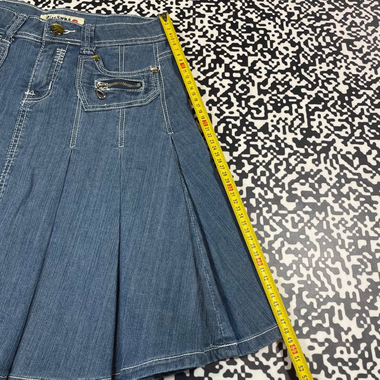 Japanese Brand Vintage Y2K Japanese Denim Flared Midi Skirt Retro Style Size 28" / US 6 / IT 42 - 14 Thumbnail