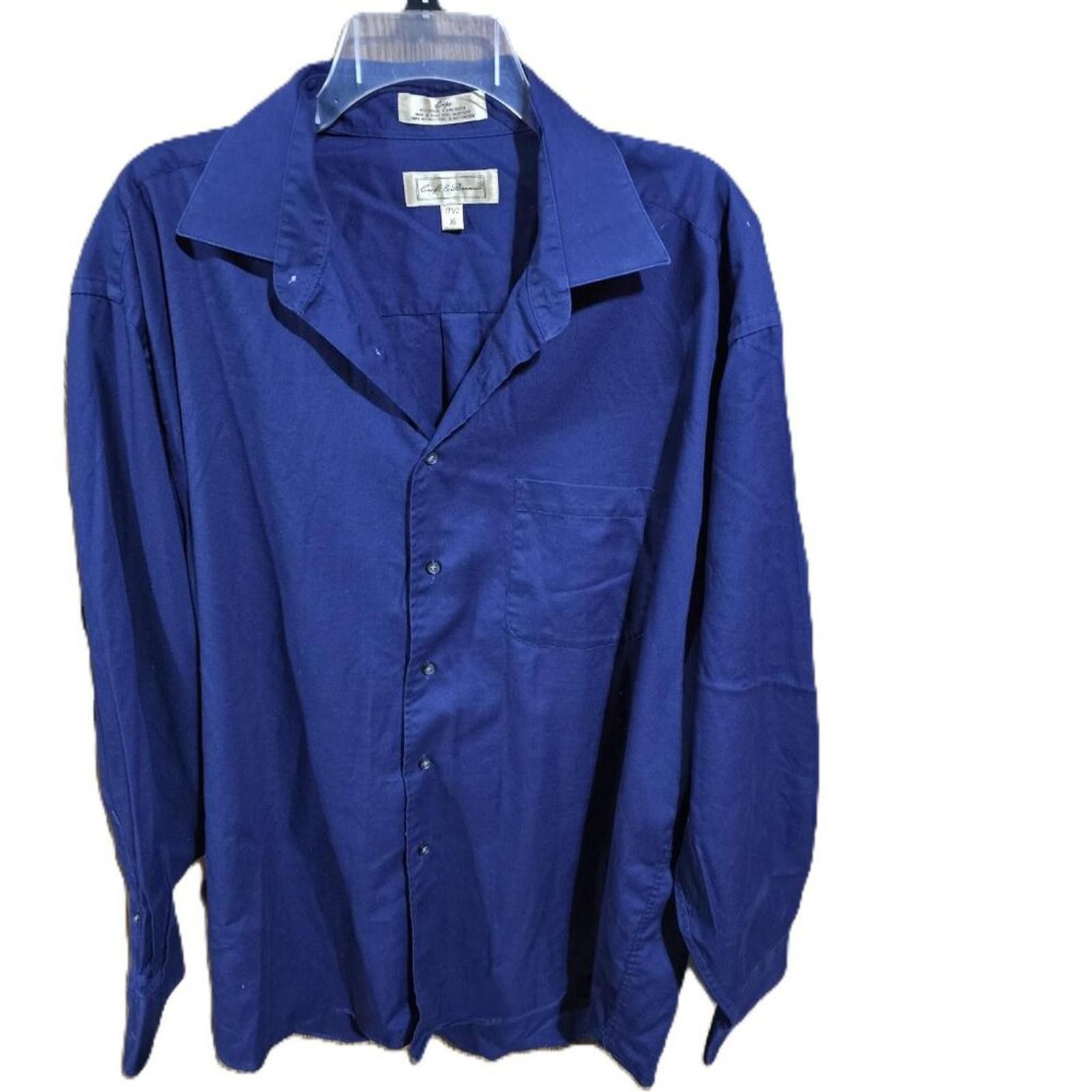St. Johns Bay St. John's Bay Crepe Button Down Shirt Navy Blue Size US M / EU 48-50 / 2 - 1 Thumbnail