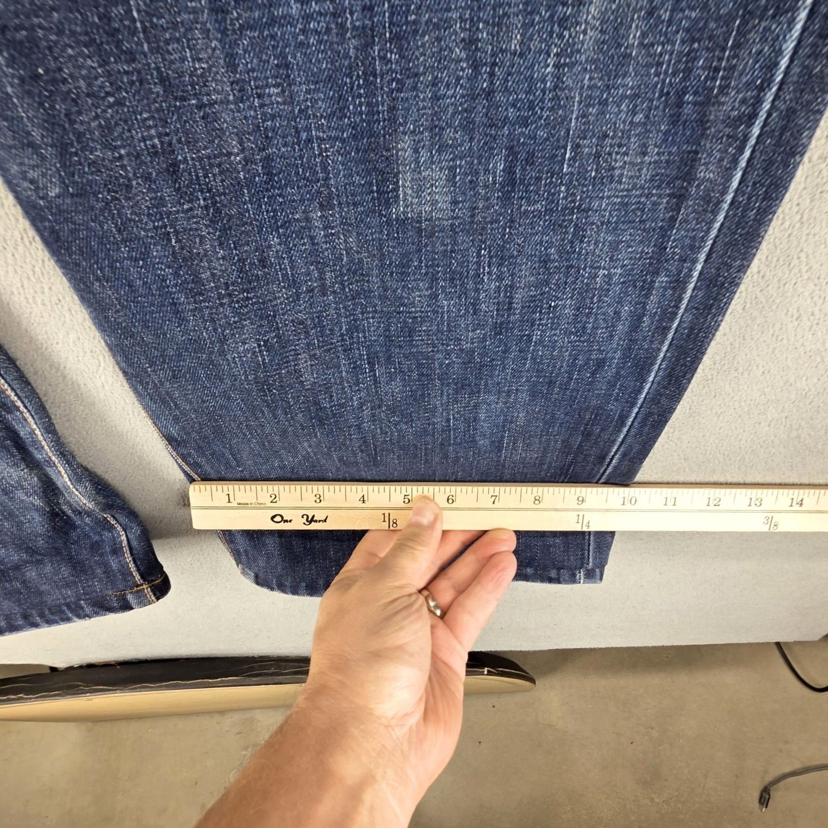 Edwin Edwin Jeans Mens 33x30 Blue Regular Straight 505 Denim Honeycomb Whiskers Fits Size US 33 - 5 Thumbnail