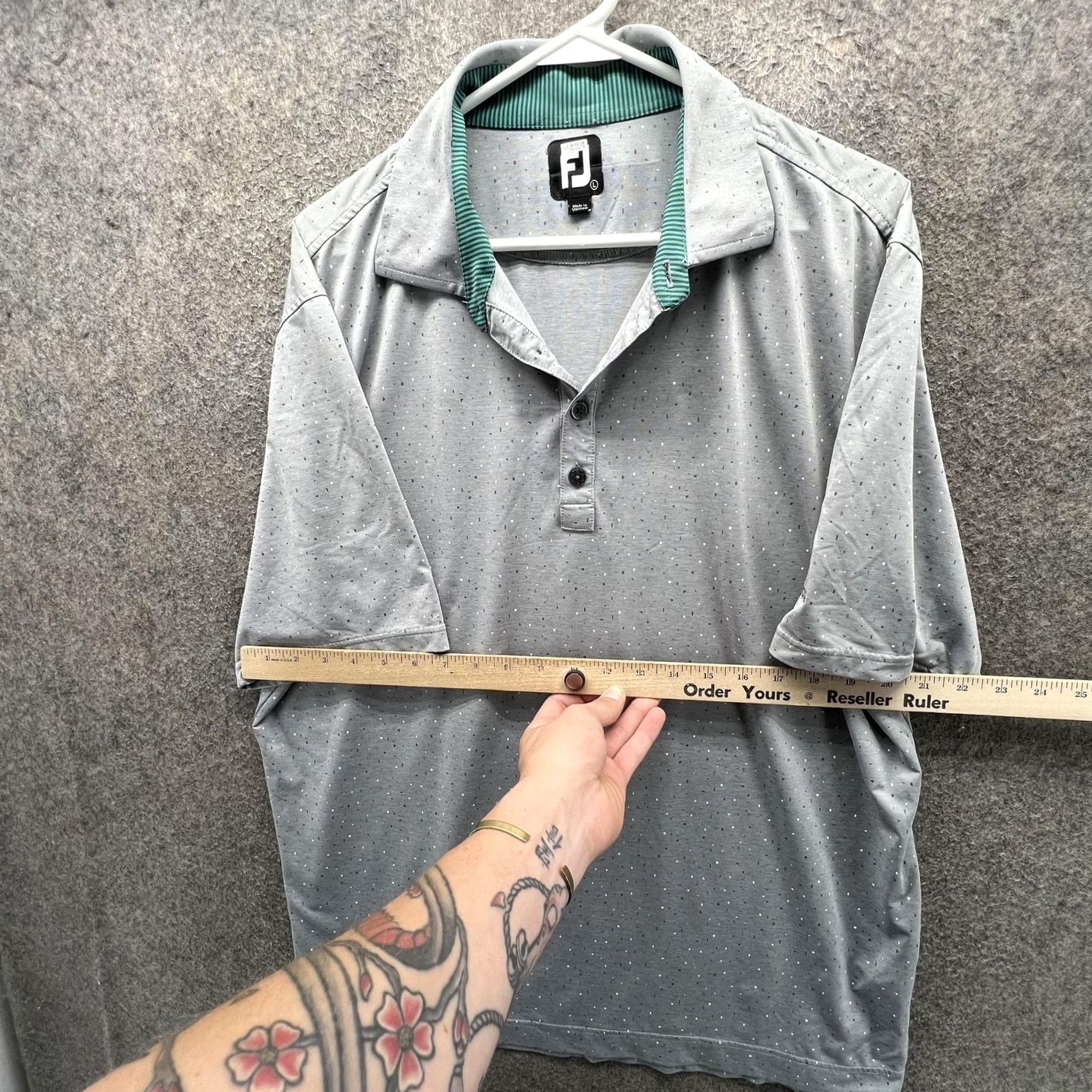 Footjoy FootJoy Polo Shirt Mens Large Gray Micro Dot Biltmore Logo Golf Stretch Size US L / EU 52-54 / 3 - 4 Thumbnail