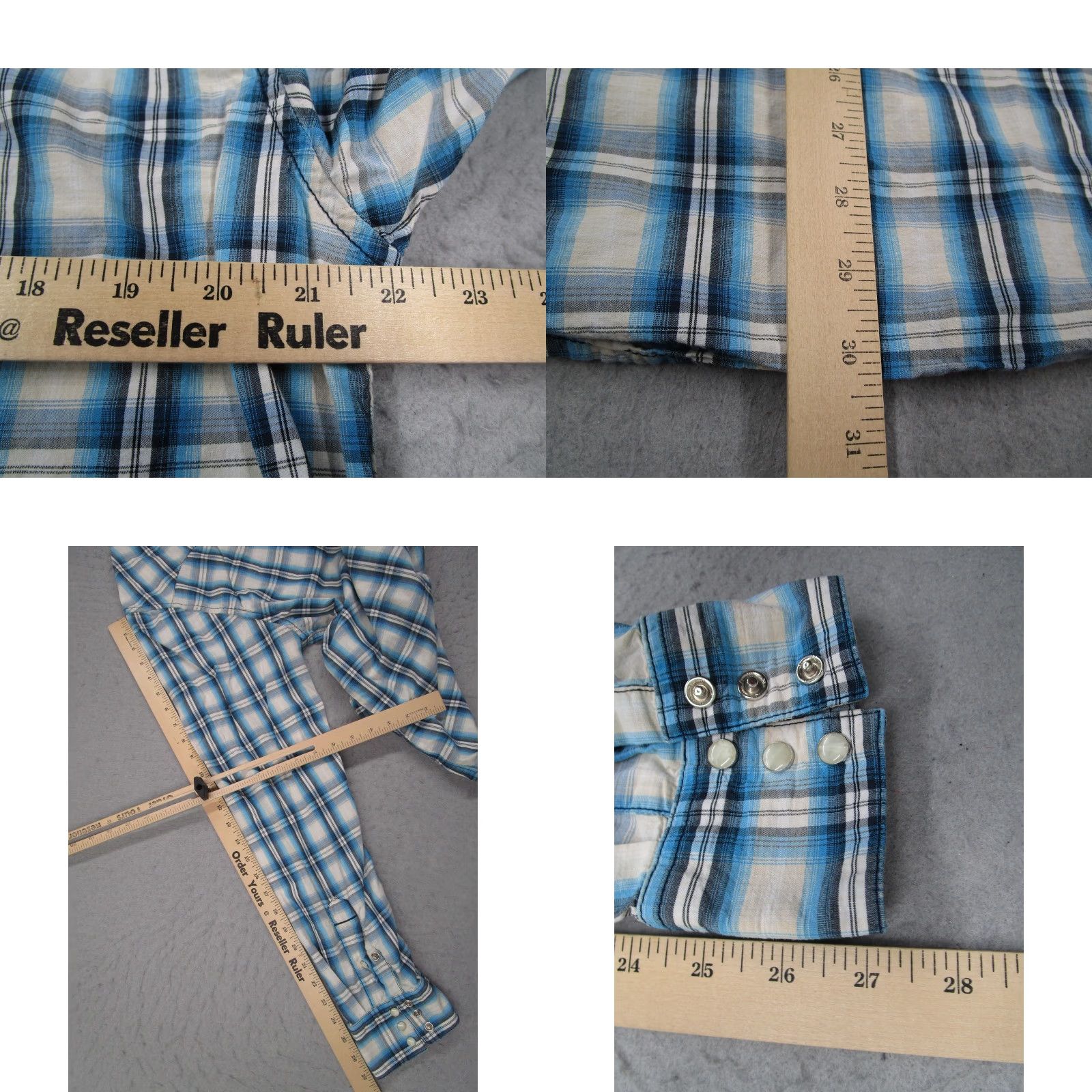 True Religion True Religion Shirt Mens 2XL Blue White Plaid Western Pearl Snap Long Sleeve Size US XXL / EU 58 / 5 - 8 Thumbnail