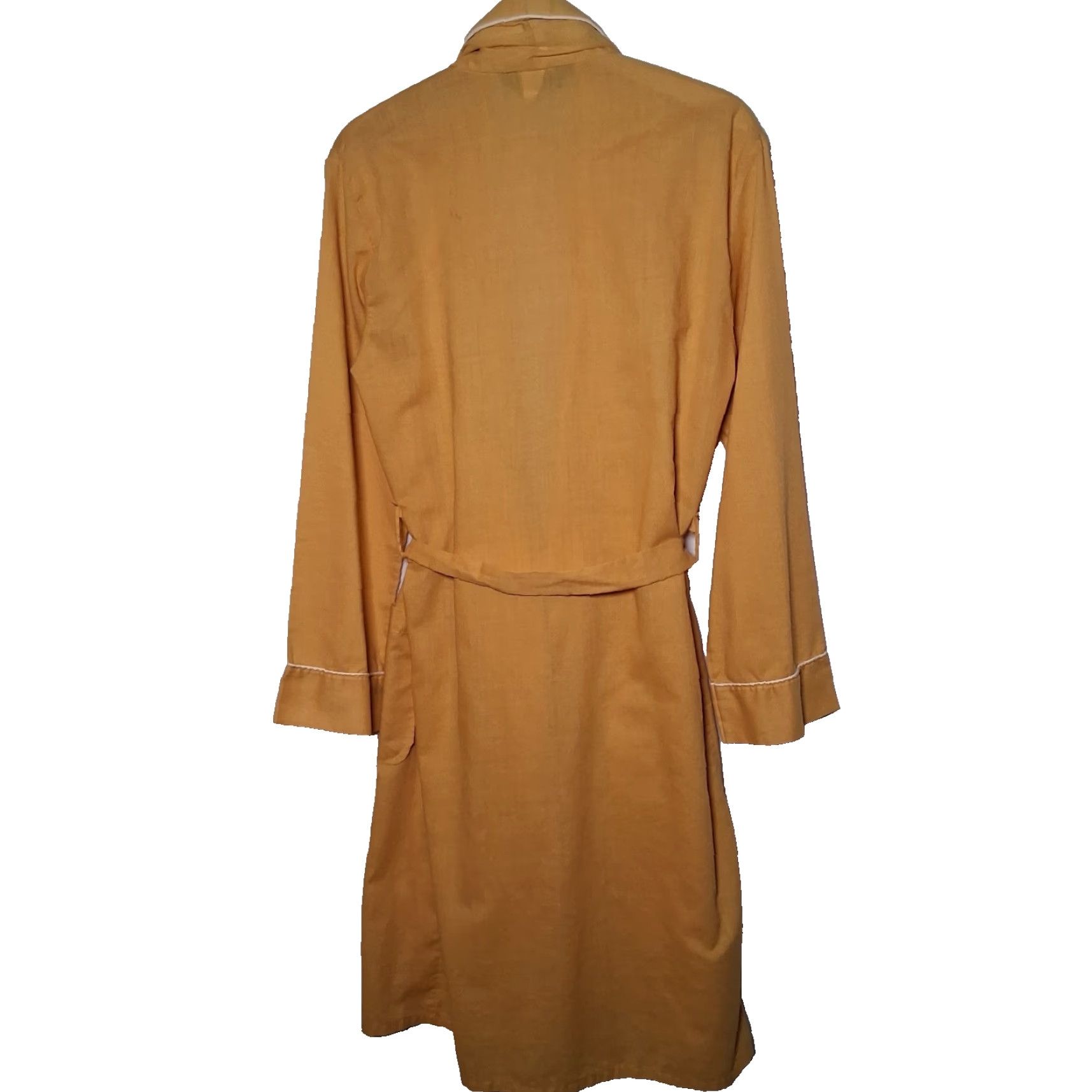 Vintage VINTAGE Aristo Robe Men M 1970s Mustard Yellow Perma Press Grandpa Robe Long Sleeve Polyester Cotton Blend 41" Size ONE SIZE - 3 Thumbnail