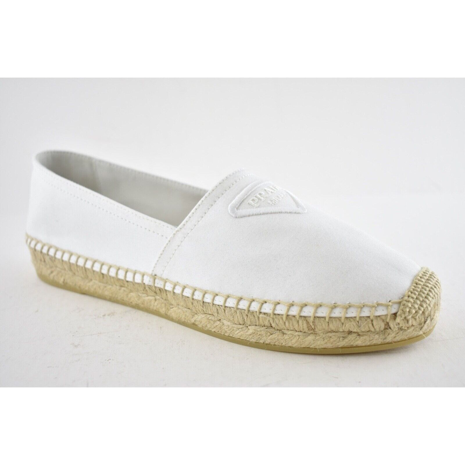 Prada Prada Bianco White Canvas Fabric Triangle Logo Slip On Size US 10 / IT 40 - 4 Thumbnail