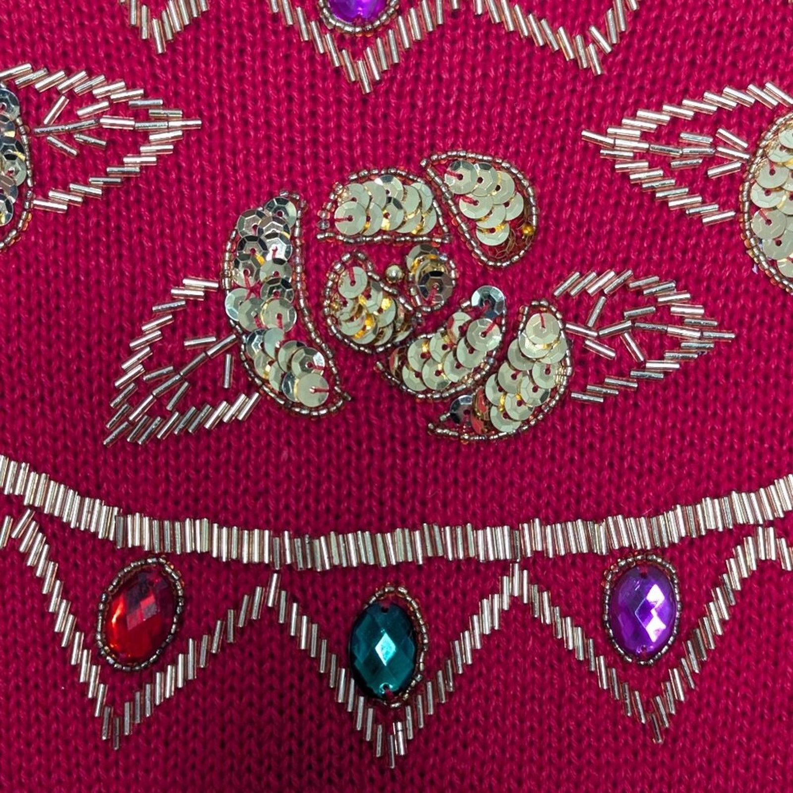 Vintage Vintage Crew Neck Long Sleeve Sweater Gold Beaded Sequins Size S / US 4 / IT 40 - 6 Thumbnail