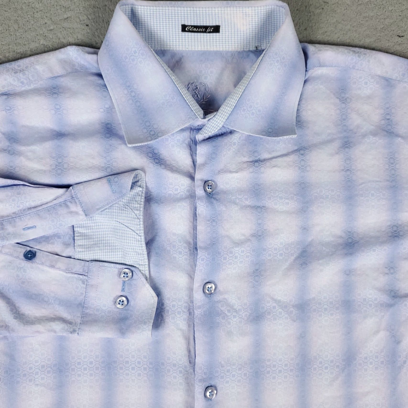 BUGATCHI Bugatchi Shirt Mens XL Blue Check Button-Up Long Sleeve Size US XL / EU 56 / 4 - 2 Thumbnail