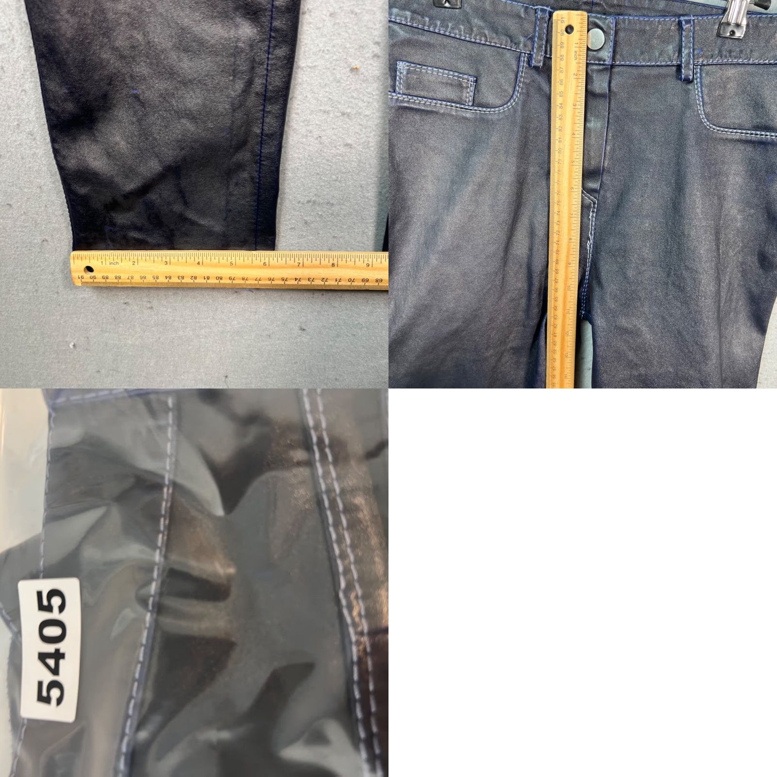 Vintage Jitrois Womens 42 Blue Leather Skinny Pants High Rise Stretch Ankle Regular Size 42 Womens Size 28" / US 6 / IT 42 - 8 Thumbnail