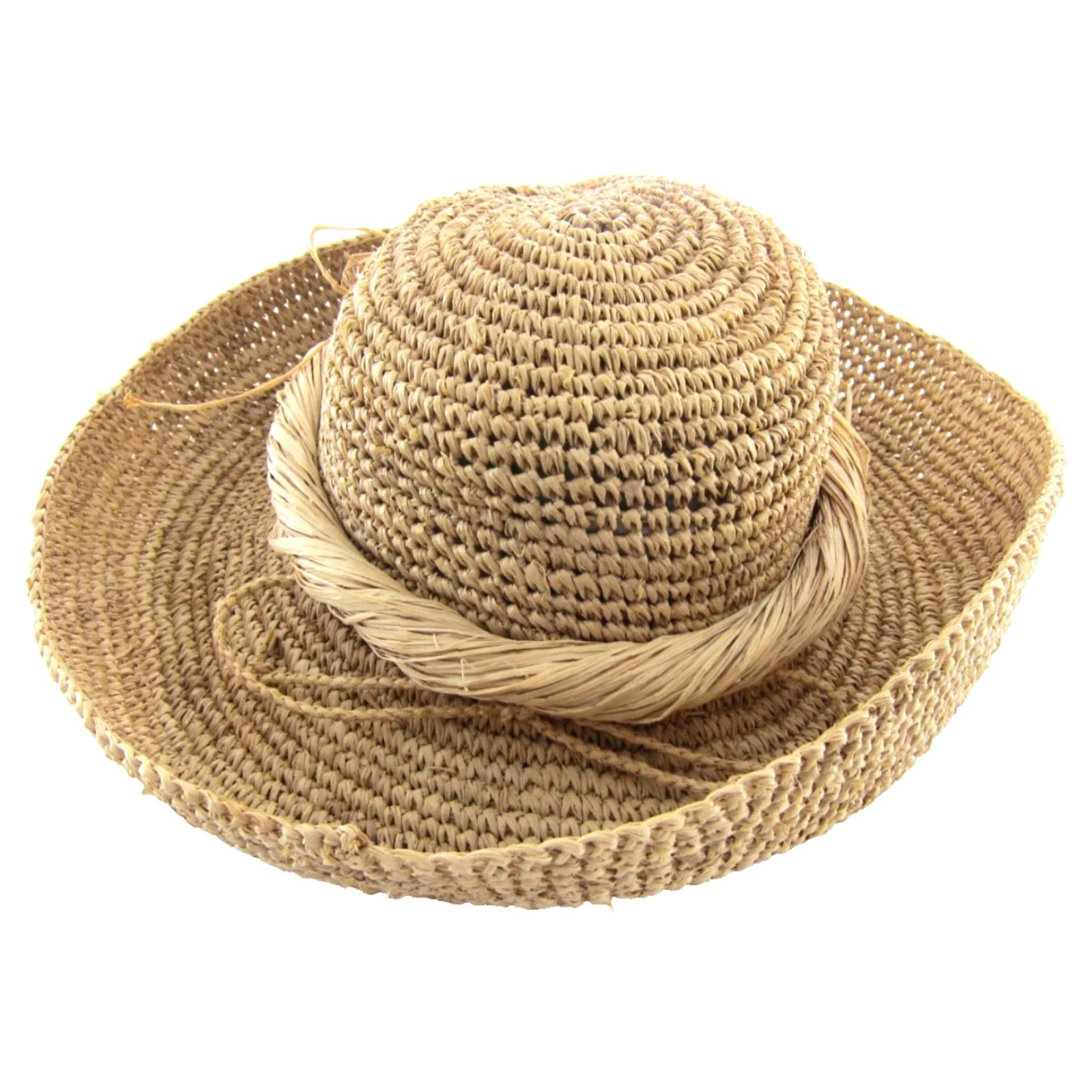 Vintage Corroboree HAT CO. AUSTRALIA Women's Packable Woven Natural Beach Hat S-M Beach Hat Womens Packable Wide Brim 90s Derby Wedding Summer Spring Beige Size ONE SIZE - 3 Thumbnail