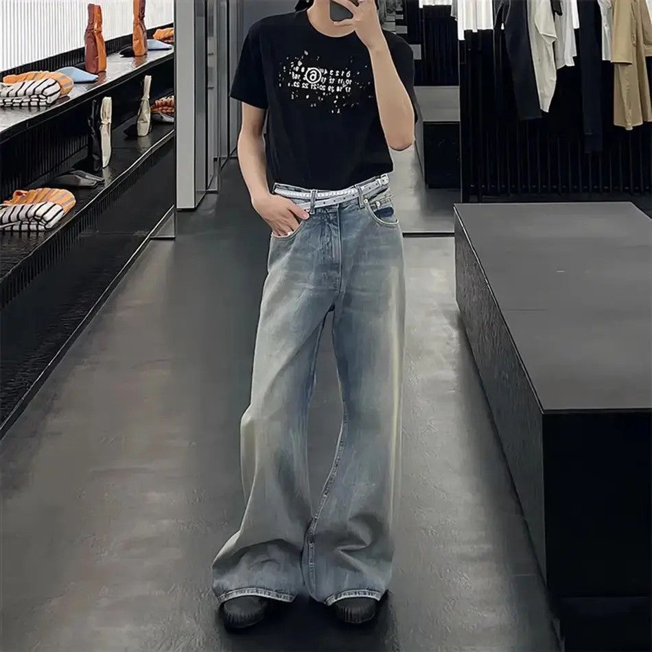 Japanese Brand × Jean Hip Hop Oversized Washed Straight Vintage Jeans y2k Size US 32 / EU 48 - 1 Thumbnail