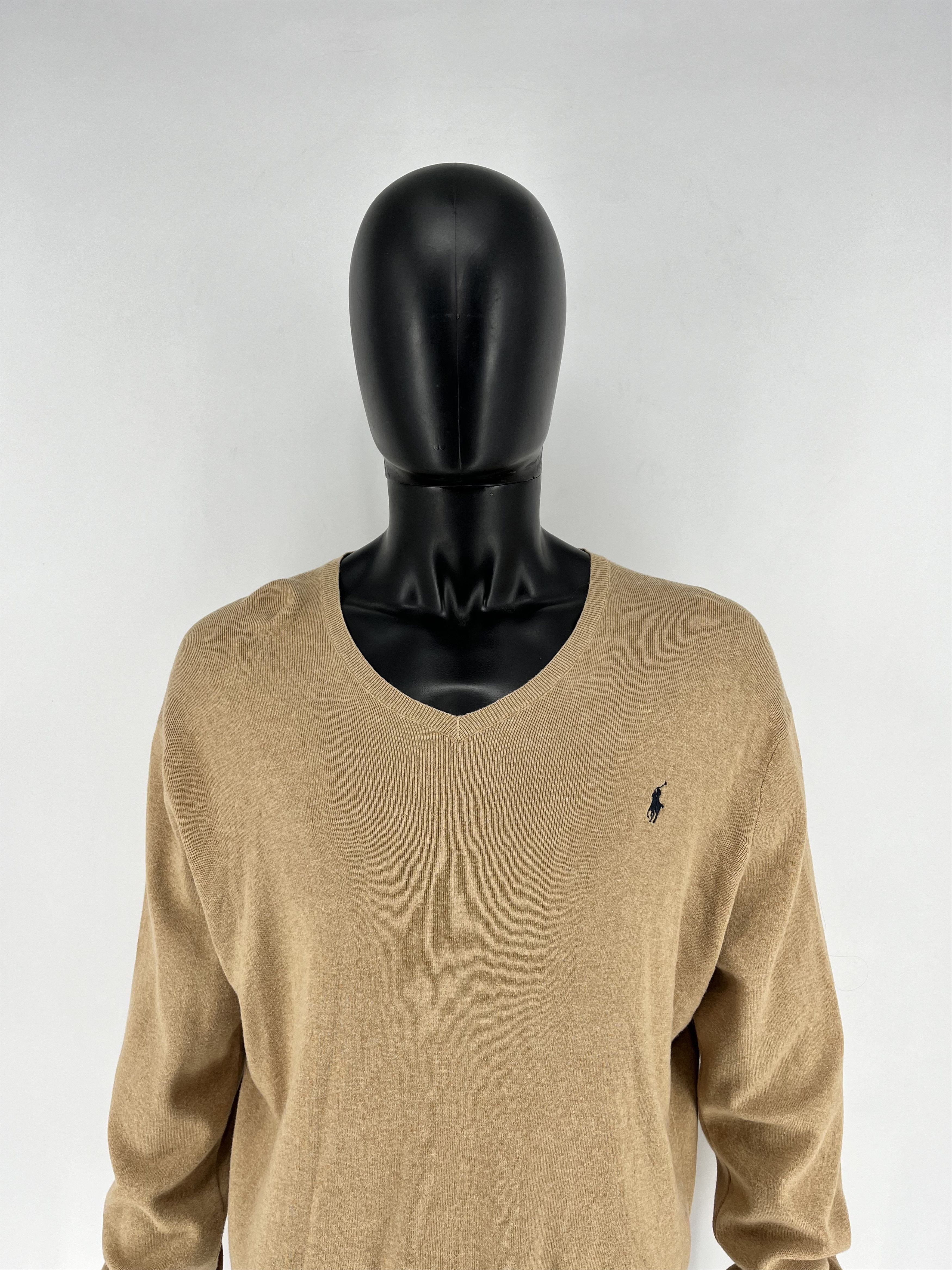Polo Ralph Lauren Vintage Polo Ralph Lauren V-Neck Sweater 90s beige Size US XL / EU 56 / 4 - 1 Thumbnail