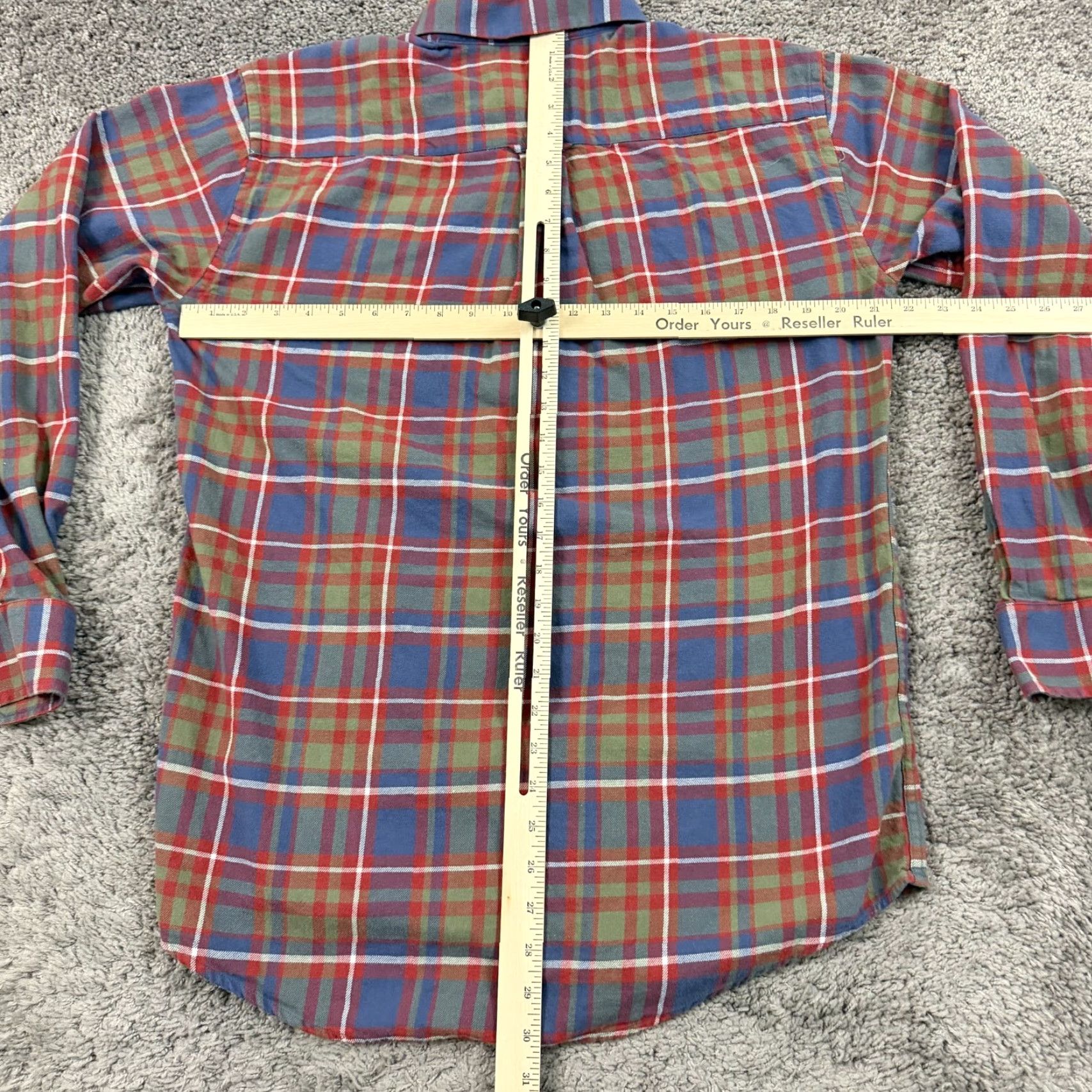 Vintage Onward Reserve Shirt Mens XL Red Plaid Cotton Flannel Long Sleeve Button-Up Tailored Fit Size US XL / EU 56 / 4 - 7 Thumbnail