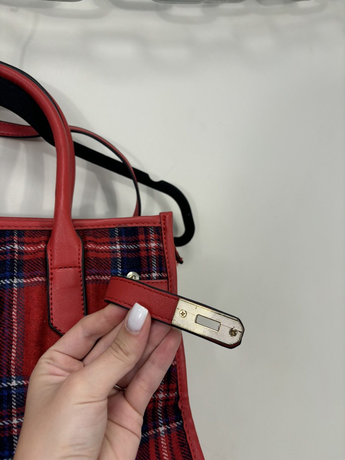 Mario Valentino Mario Valentino Red Plaid Top Handle Satchel Tote Bag Size ONE SIZE - 6 Thumbnail