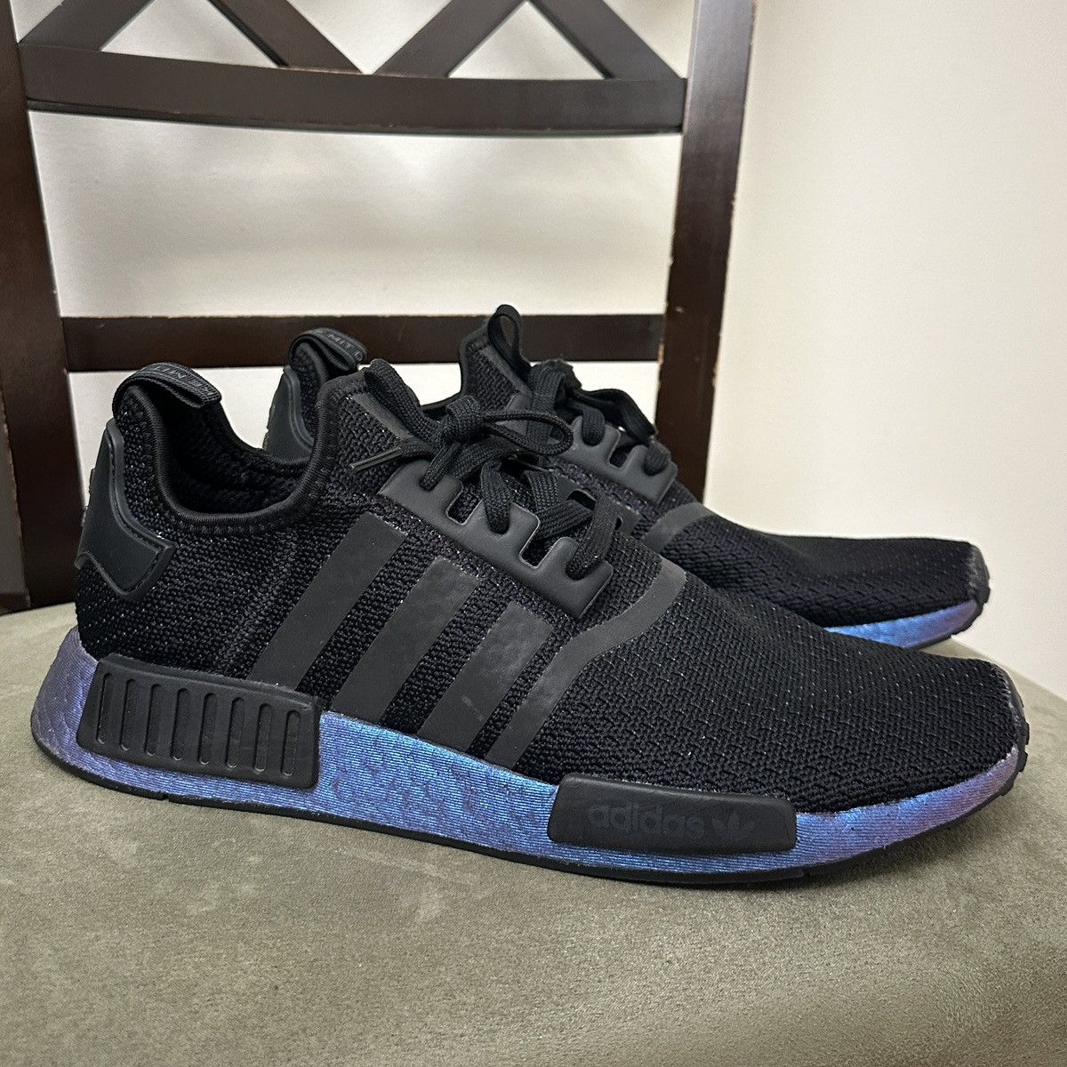 image of Adidas Nmd_R1 Metallic Blue Boost Shoes in Black, Men's (Size 11)