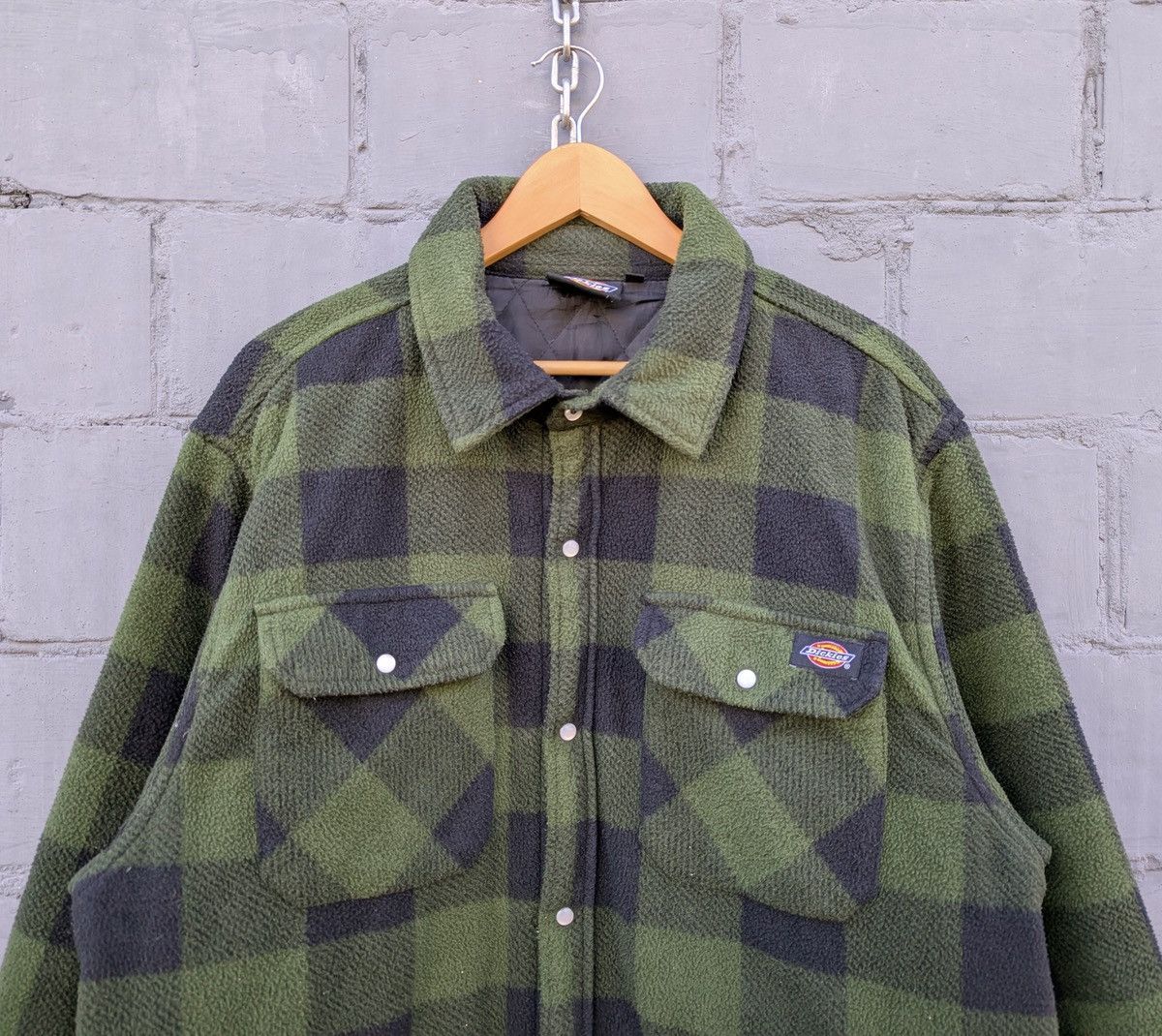 Dickies Dickies Flannel Plaid Green Fleece Jacket Overshirt Vintage Size US XL / EU 56 / 4 - 3 Thumbnail