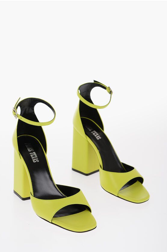 image of Paris Texas Leather Fiona Ankle-Strap Sandals Heel Shoes 10Cm in Green, Women's (Size 9)