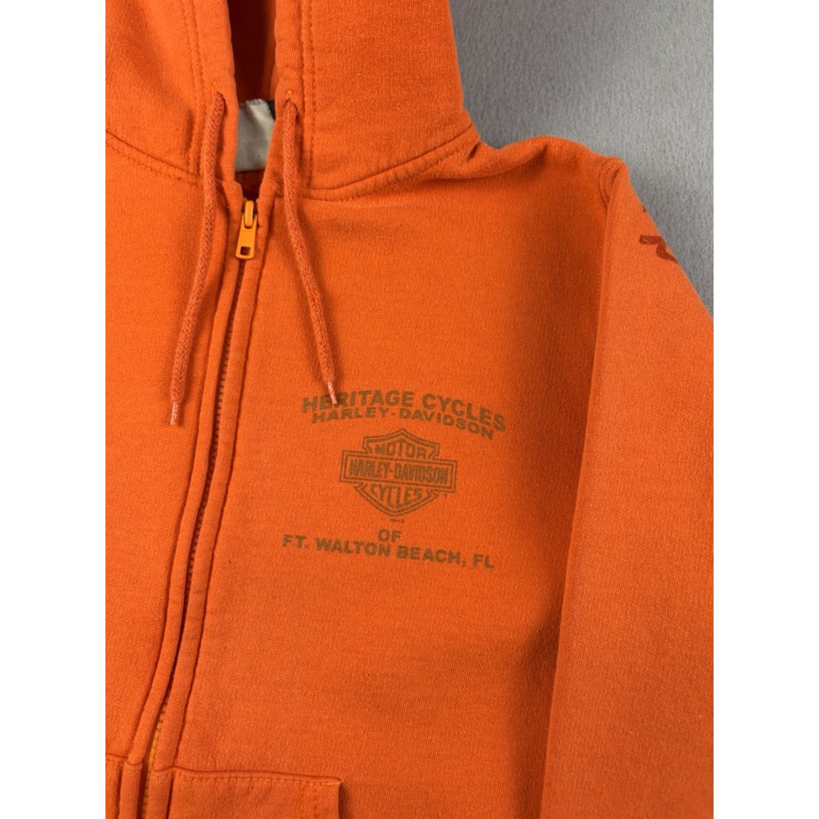 Harley Davidson VINTAGE Harley-Davidson Sweatshirt Womens M Orange Full Zip Eagle Biker Y2k Logo Crew Neck Cotton Long Sleeve Zip All Seasons Activewear Women Size M / US 6-8 / IT 42-44 - 2 Thumbnail