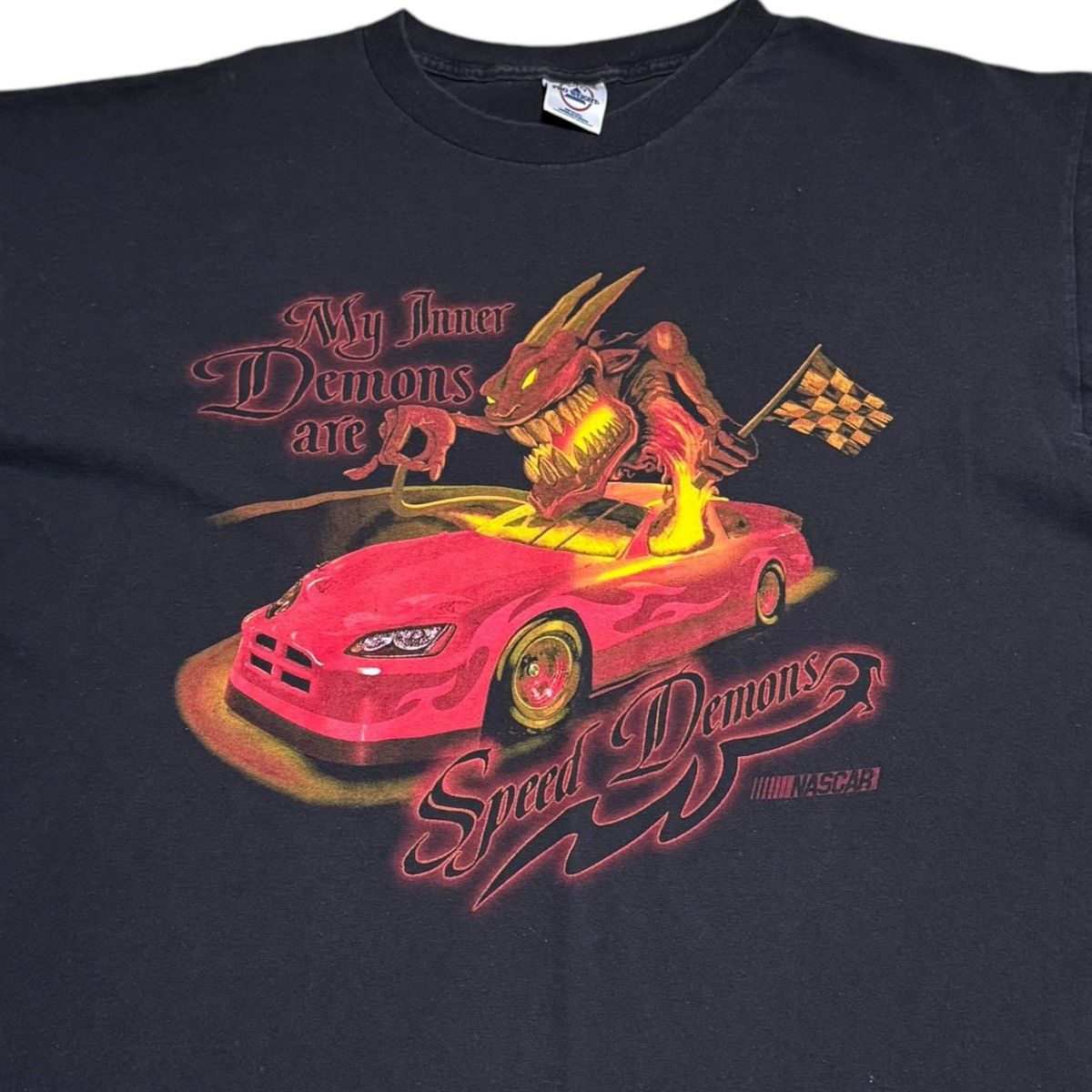 Delta × Vintage Vintage NASCAR Inner Speed Demon Devil Black Shirt Adult 2XL Size US XXL / EU 58 / 5 - 2 Thumbnail
